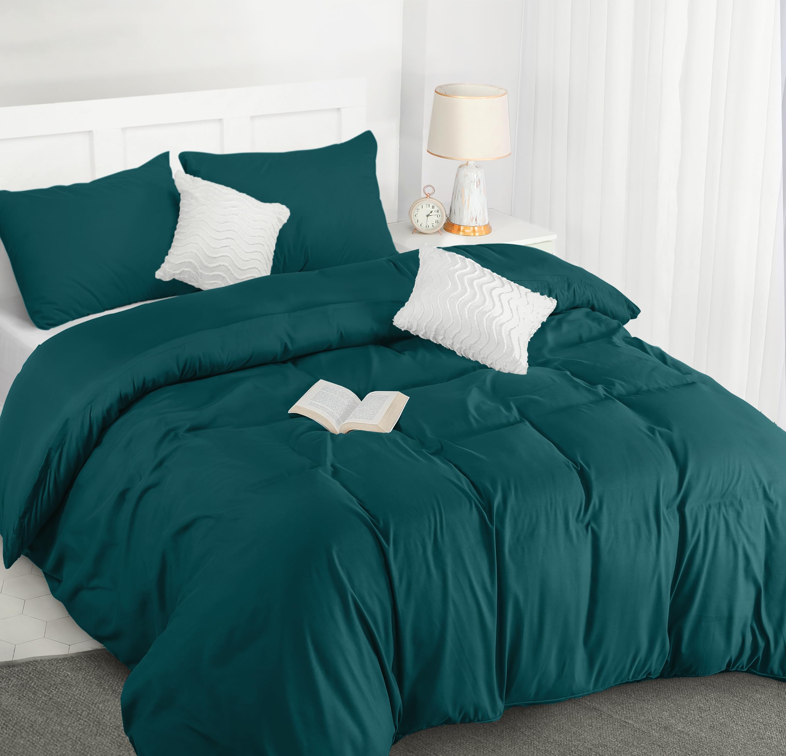 Utopia Bedding Copripiumino Una Piazza e Mezza - Microfibra Copripiumino 200x200cm + Federe 50x75cm - Verde Alzavola