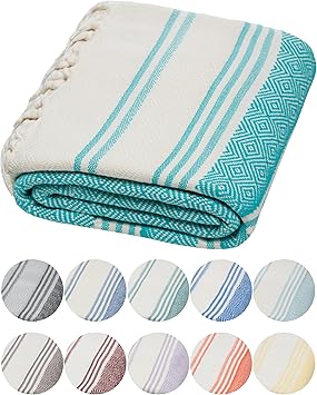 DEMMEX Organic Diamond Turkish Bath & Beach Towel | 100% Oeko-TEX Certified Cotton, Ultra-Soft, Quick-Dry, Lightweight, Compact & Oversized Luxury Peshtemal Towel, Prewashed, 71"x36", Teal