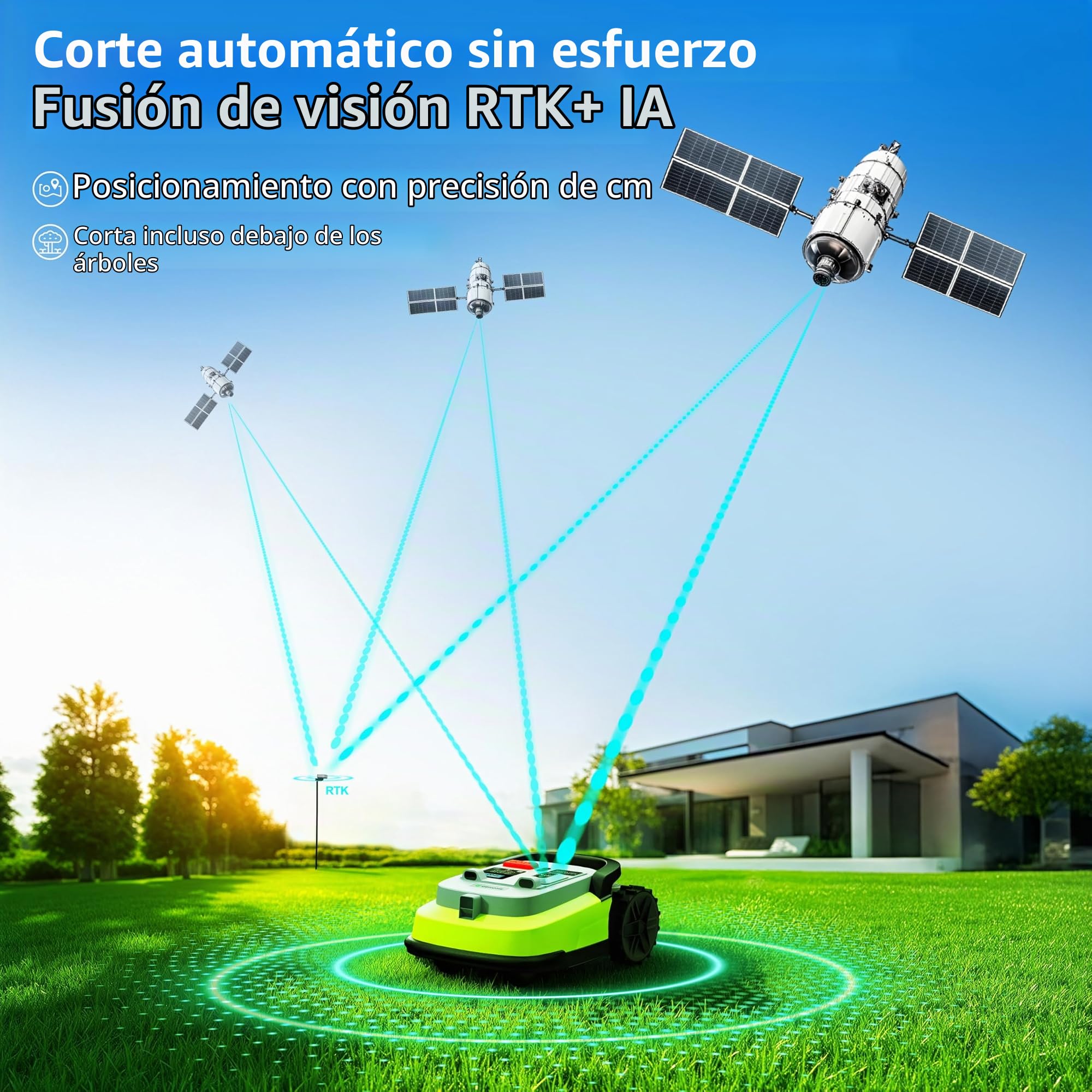 M10 Robot Cortacésped Perimetral sin Cables, Navegación Inteligente, para Jardines hasta 1000 m², Evitación de obstáculos, Control por aplicación, Pendiente del 55%
