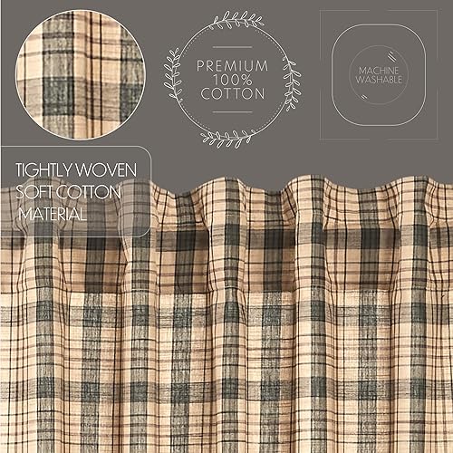 Miniatura 4 de VHC Brands Cenefa a cuadros de sidra, bronceado y carbón, 16 x 72 pulgadas