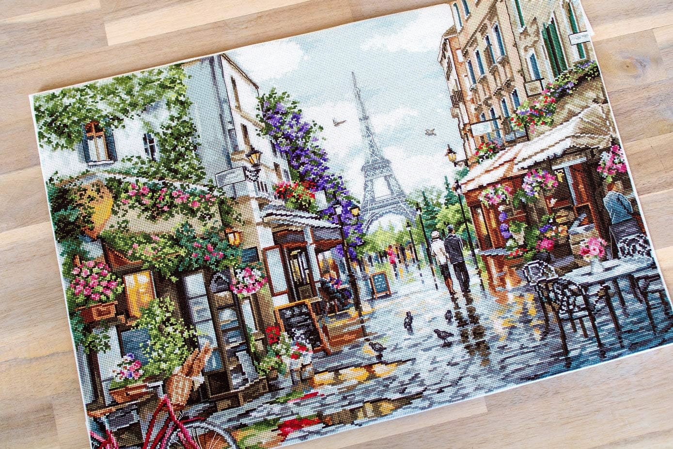 AllAboutEmbroideryUA Counted Cross Stitch kit Blooming Paris Luca-s B2365 Size: 47x34 cm / 18.5"x13.33" Cityscape Needlepoint Embroidery xstitch DIY kit