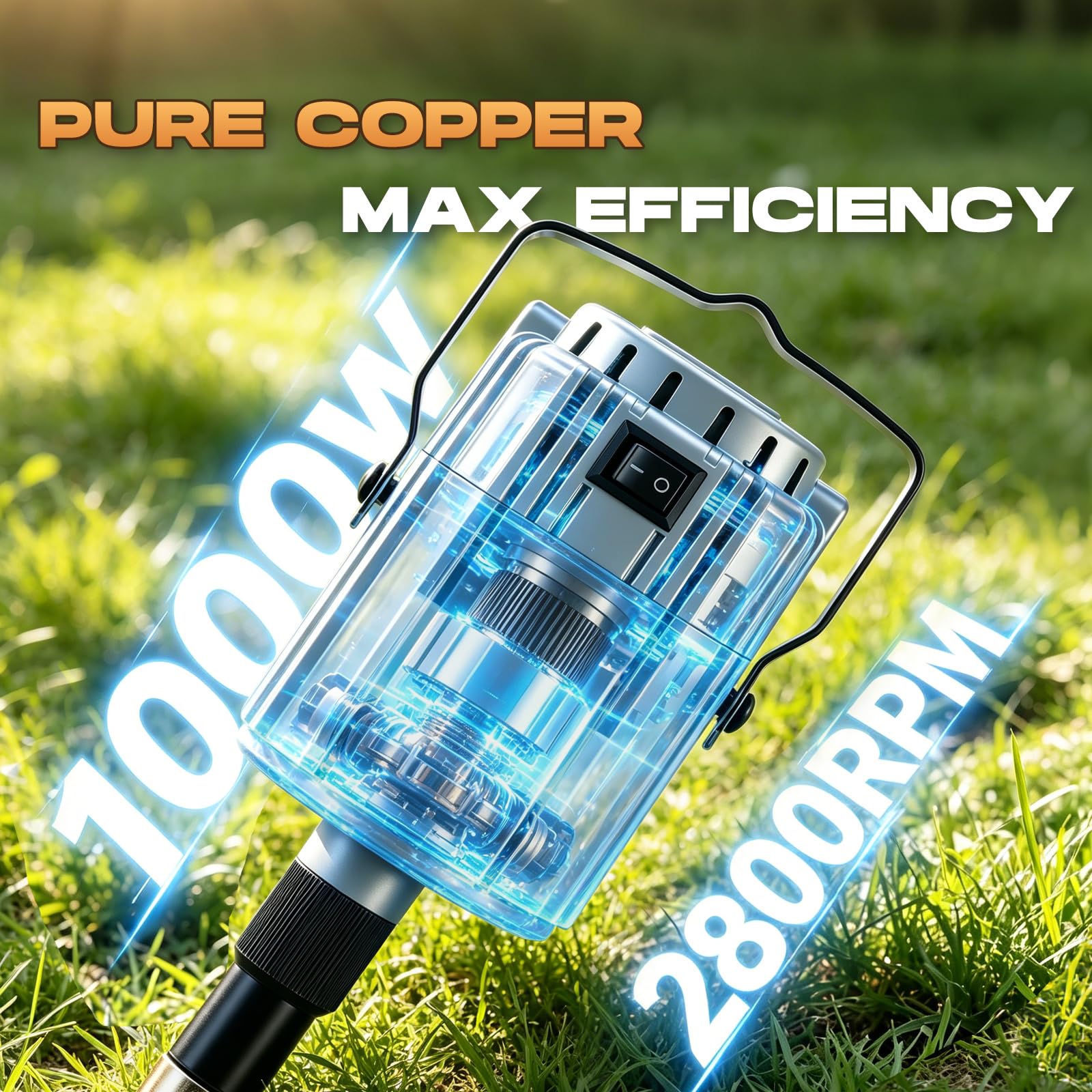 CGOLDENWALL Máquina Esquilar Ovejas 1000W, Tipo Colgante, Cabras | Profesional, 2800RPM, 4 Cuchillas Acero Alto Carbono, 9/13D Recta & Curvada, Alpacas, Naranja