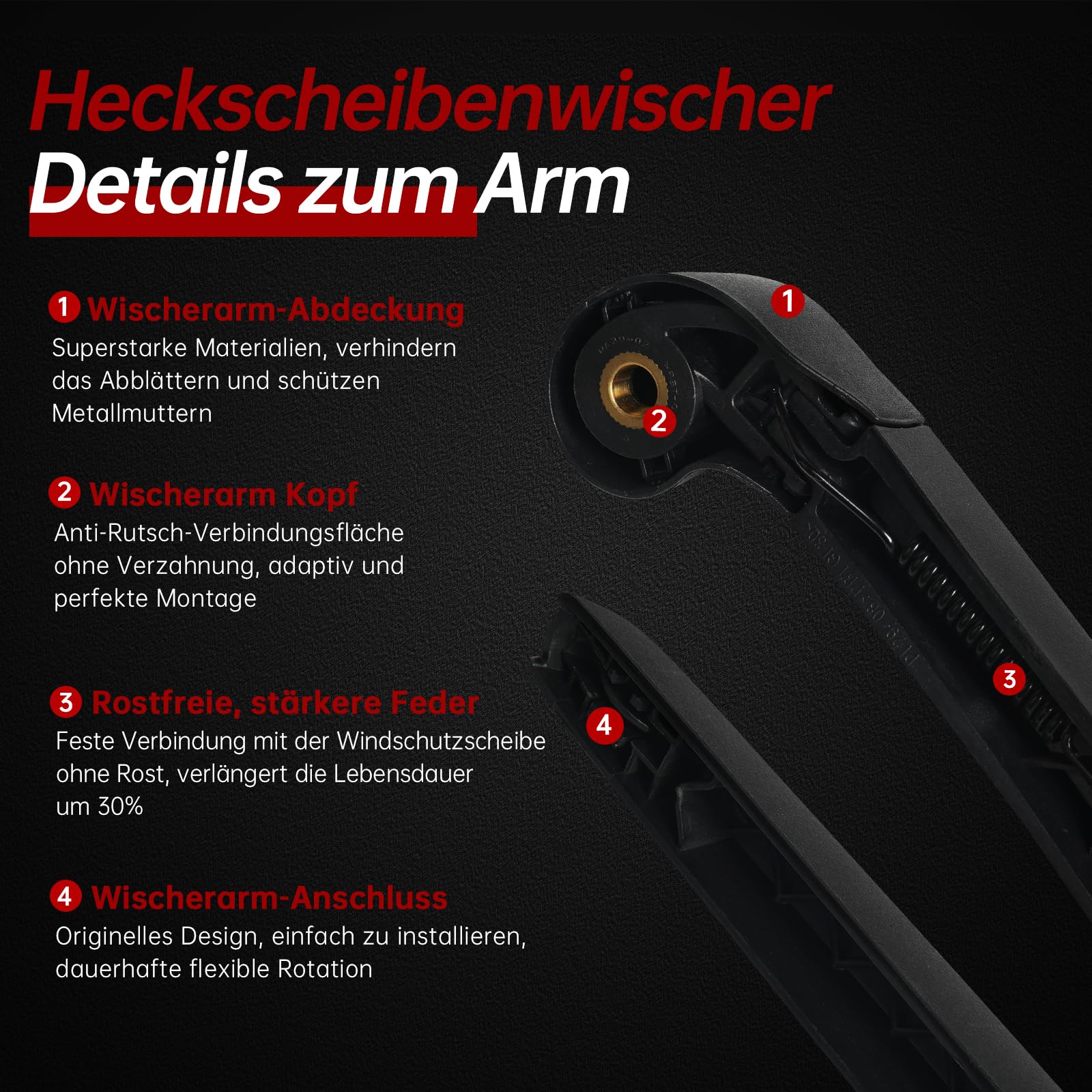 OTUAYAUTO Tergicristallo posteriore compatibile con Audi Q3 2011-2018, braccio tergicristallo posteriore con spazzole tergicristallo, lunghezza: 410 mm, 8U0955407