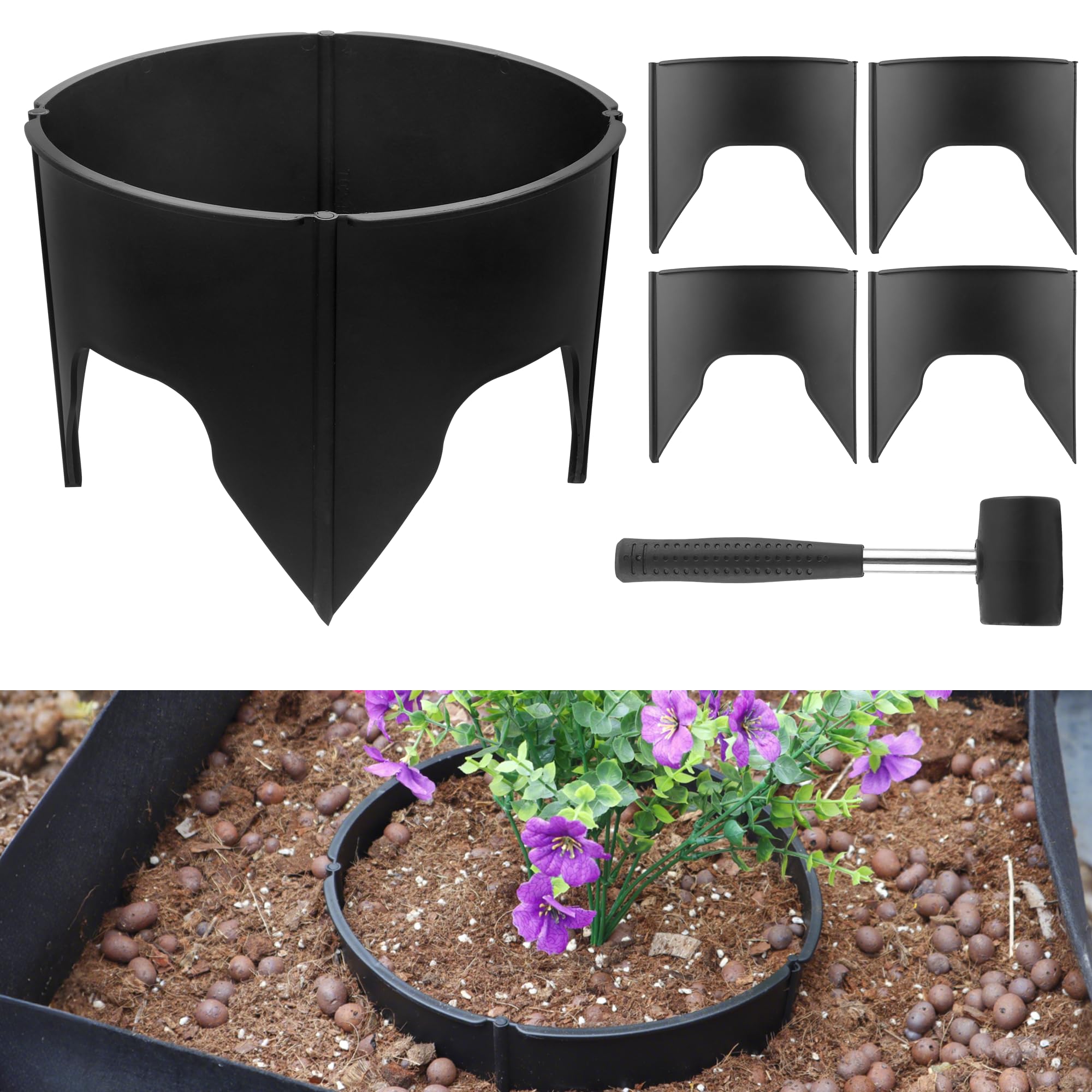 Anothera 24 Pieces Black Planting Grow Rings Diameter Range 8.2-15.7 Inch