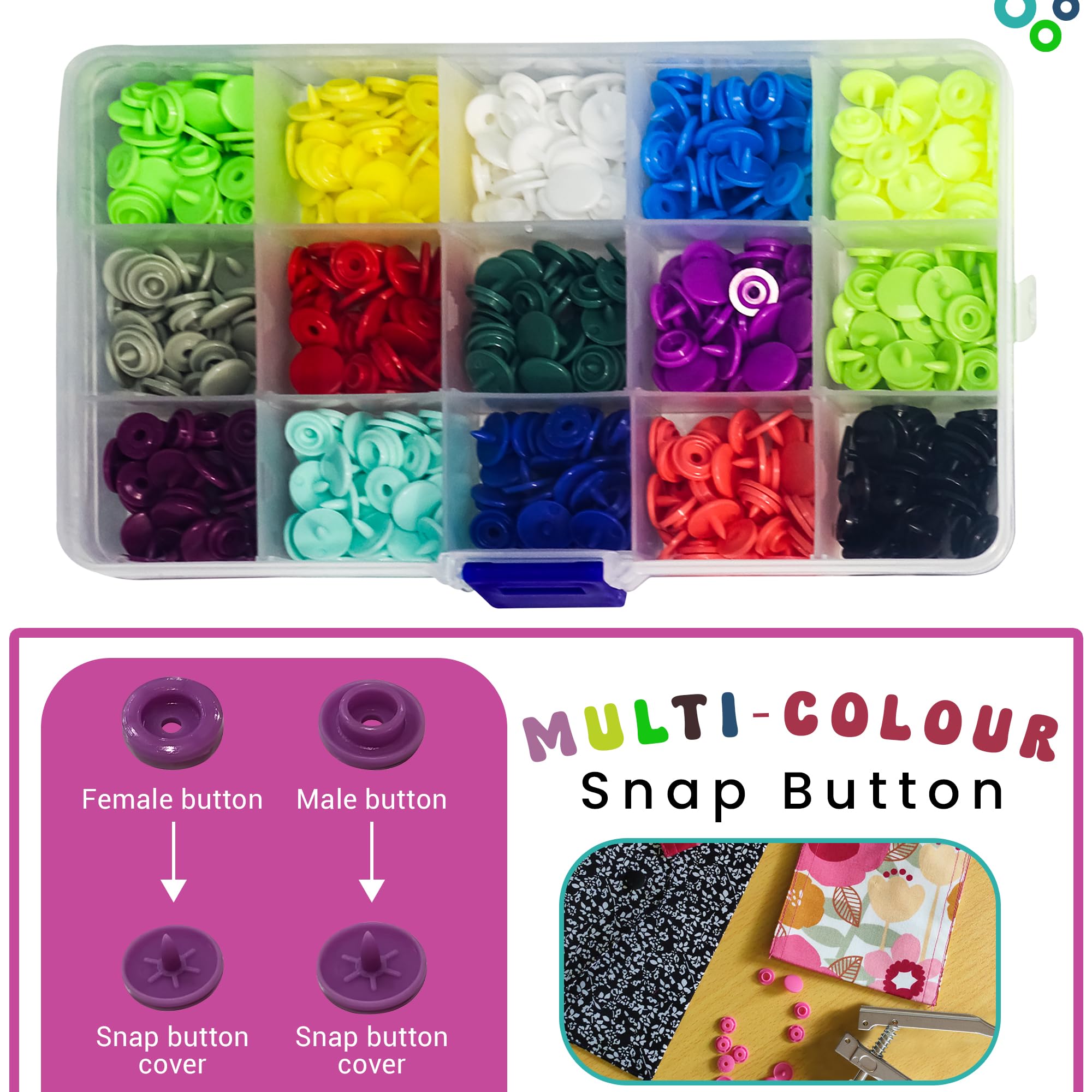 160 Bottoni Automatici A Scatto Kam WedDecor - T5, Colori Assortiti, Senza Cucitura Per Abbigliamento E Fai Da Te