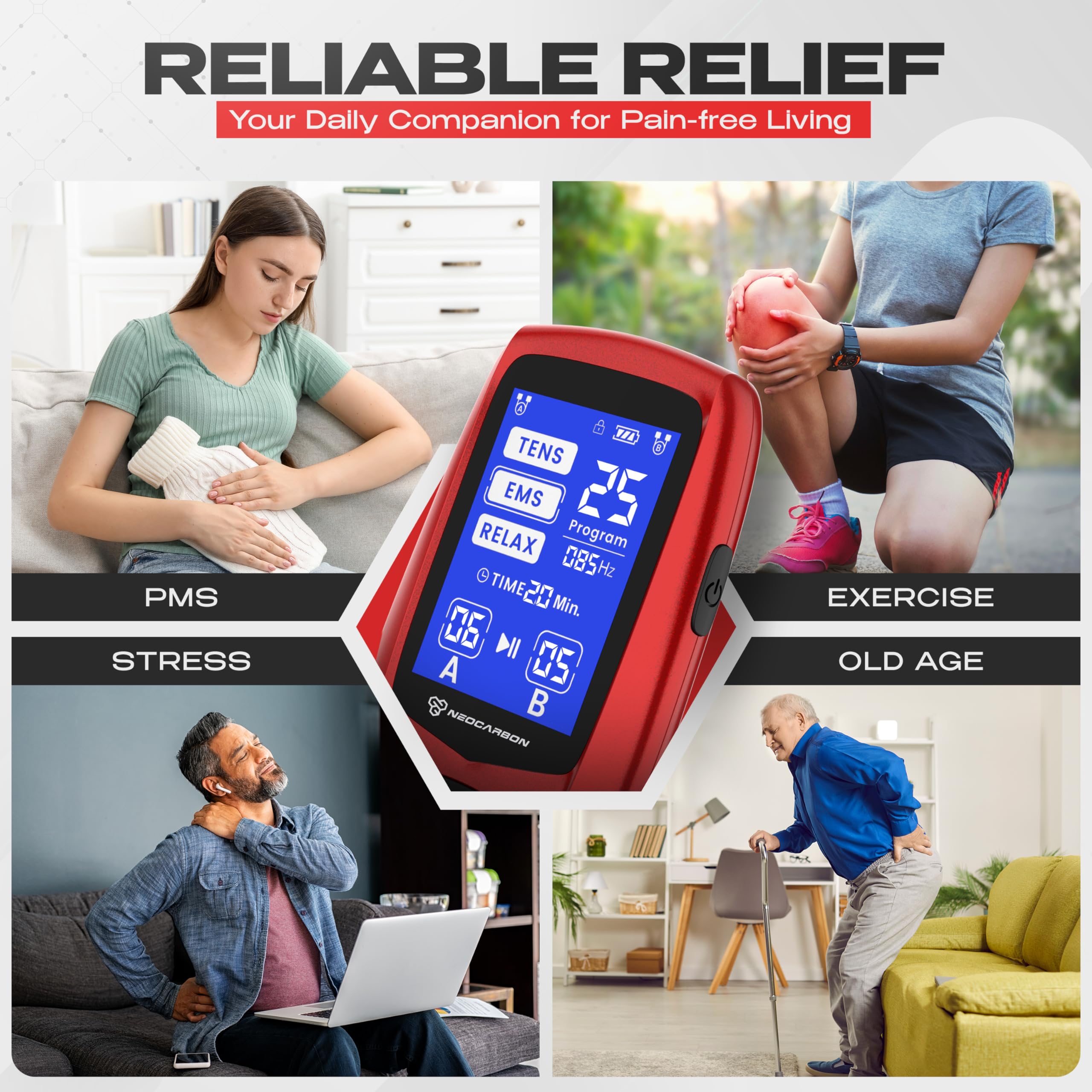 Neocarbon TENS Unit - Pain Relief & Muscle Stimulator -7
