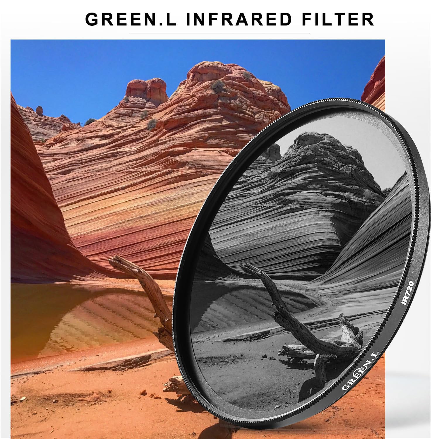 GREEN.L 43mm Infrared Filter, 43mm IR 720nm (R72) Filter for Camera Lens