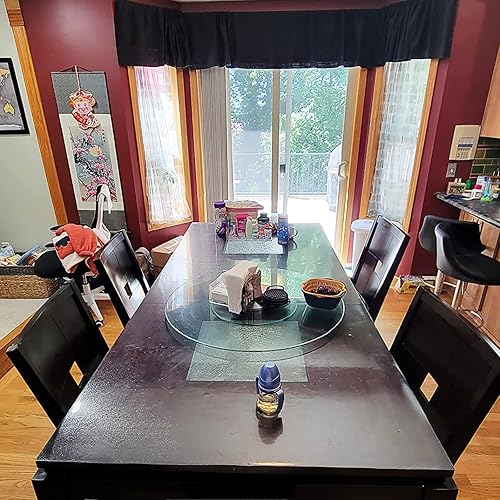 Miniatura 7 de QQXX Mesa redonda de vidrio templado mesa giratoria de vidrio grueso Lazy Susan resistente plato redondo para servir mesa de comedor 275 pulgadas