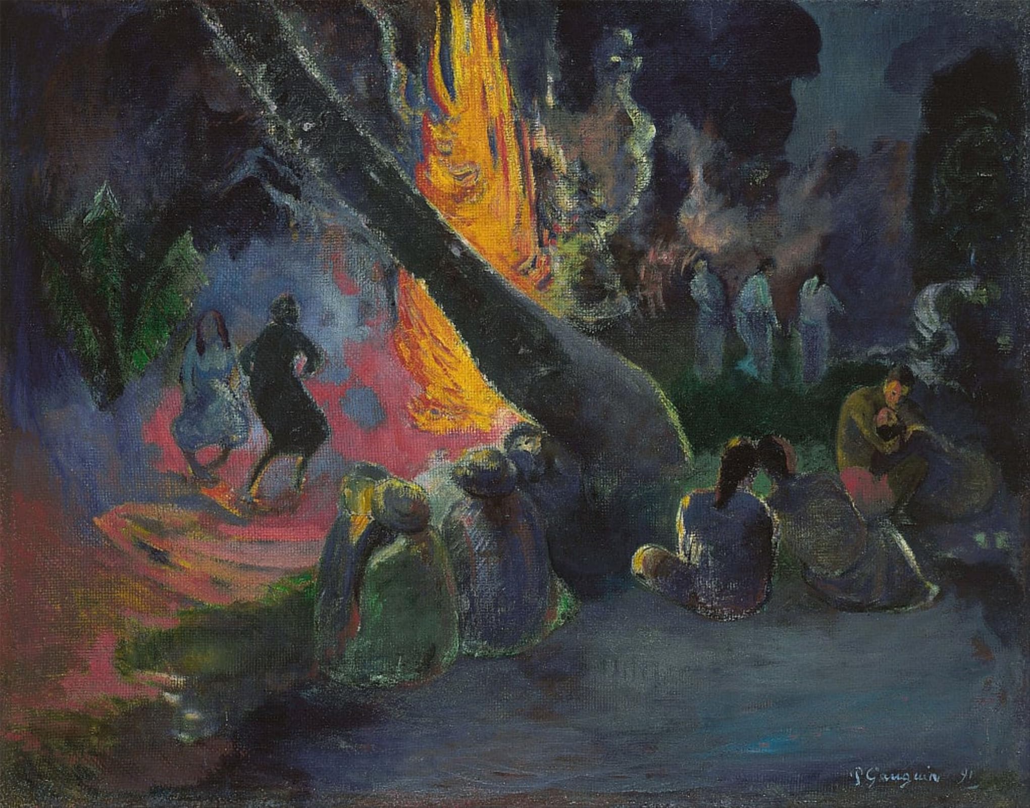 SERENDIPITP Abstract Painting Mural Print Picture Wall Decor Painting Upa Upa the Fire Dance by Paul Gauguin Vintage Wall Artwork for Home Decor 60x90cm
