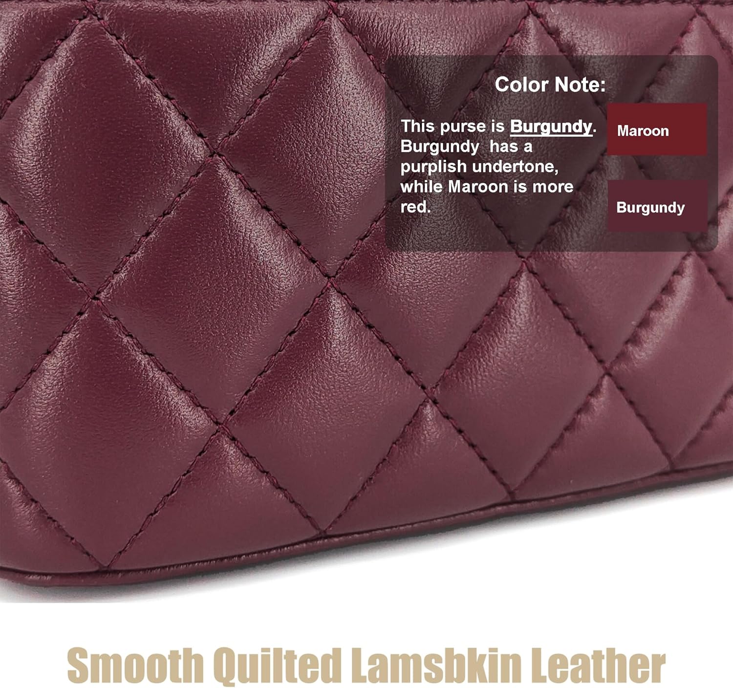 Small Genuine Leather Purse Quilted Crossbody Bag for Women, Mini Top-Handle Shoulder Handbag w/Gold Chain Strap - Image 3