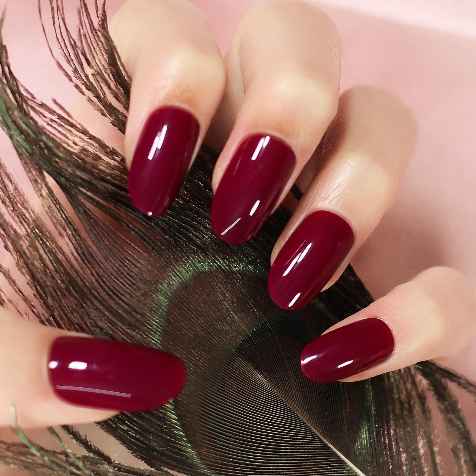 Elevenail Medium Length Press On Nails Pink White Full Cover Tips_voghion.com