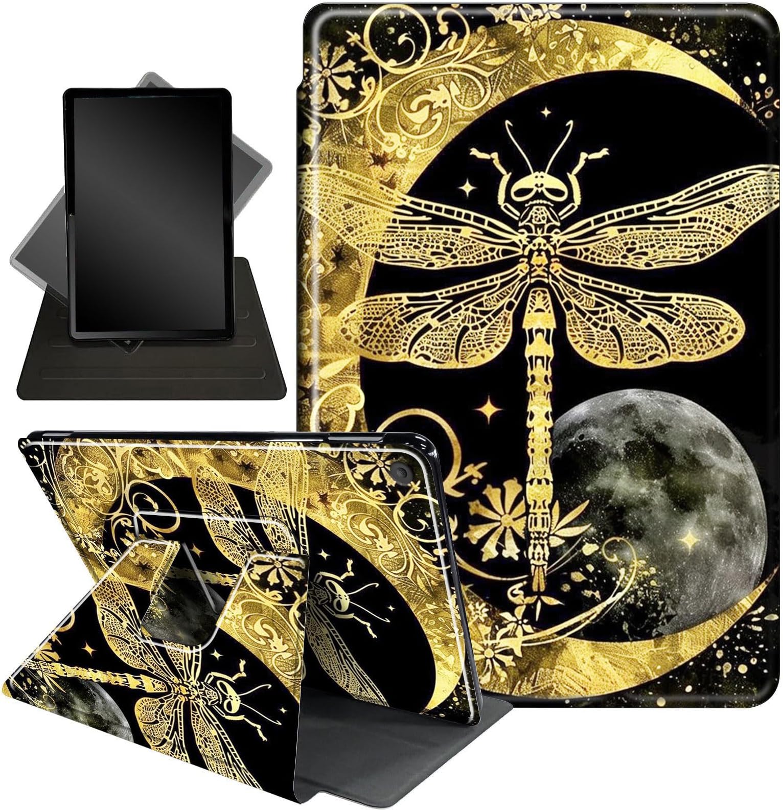 Case for iPad Air (3rd Gen) 10.5" 2019 / iPad Pro 10.5" 2017,360 Degree Rotating Stand Smart Protective Cover Case for iPad Air 3,Golden Dragonfly Moon