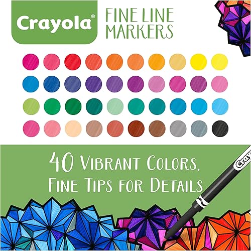 Miniatura 2 de Crayola Fine Line Markers for Adults (40ct), Skinny Marker Set for Adult Coloring Books, Gift for Teens, Aesthetic Art Supplies, Stress Relief