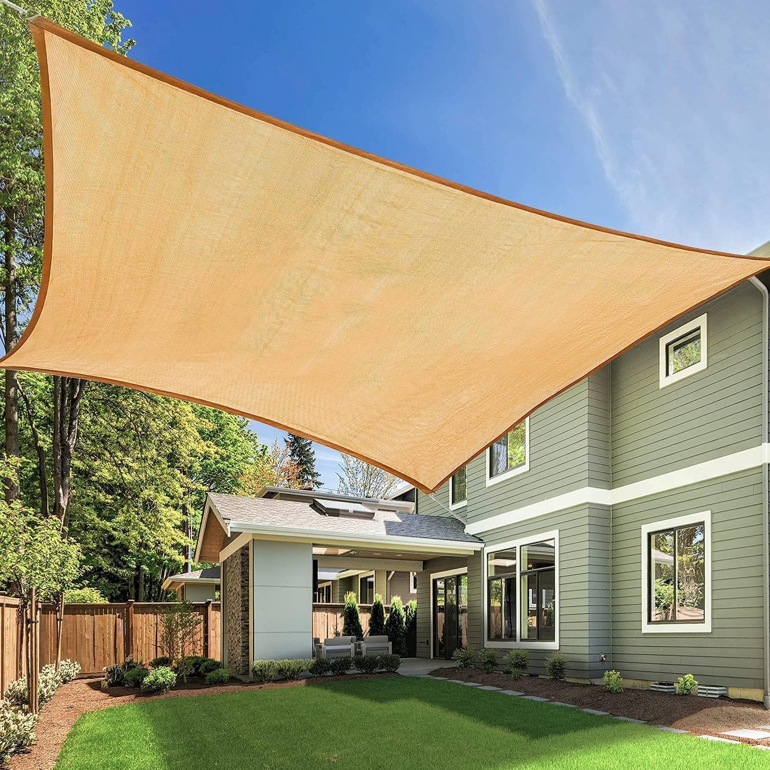 Coclux Sun Shade Rectangle UV Block Canopy for Patio Backyard Lawn, Sand (3x4m)