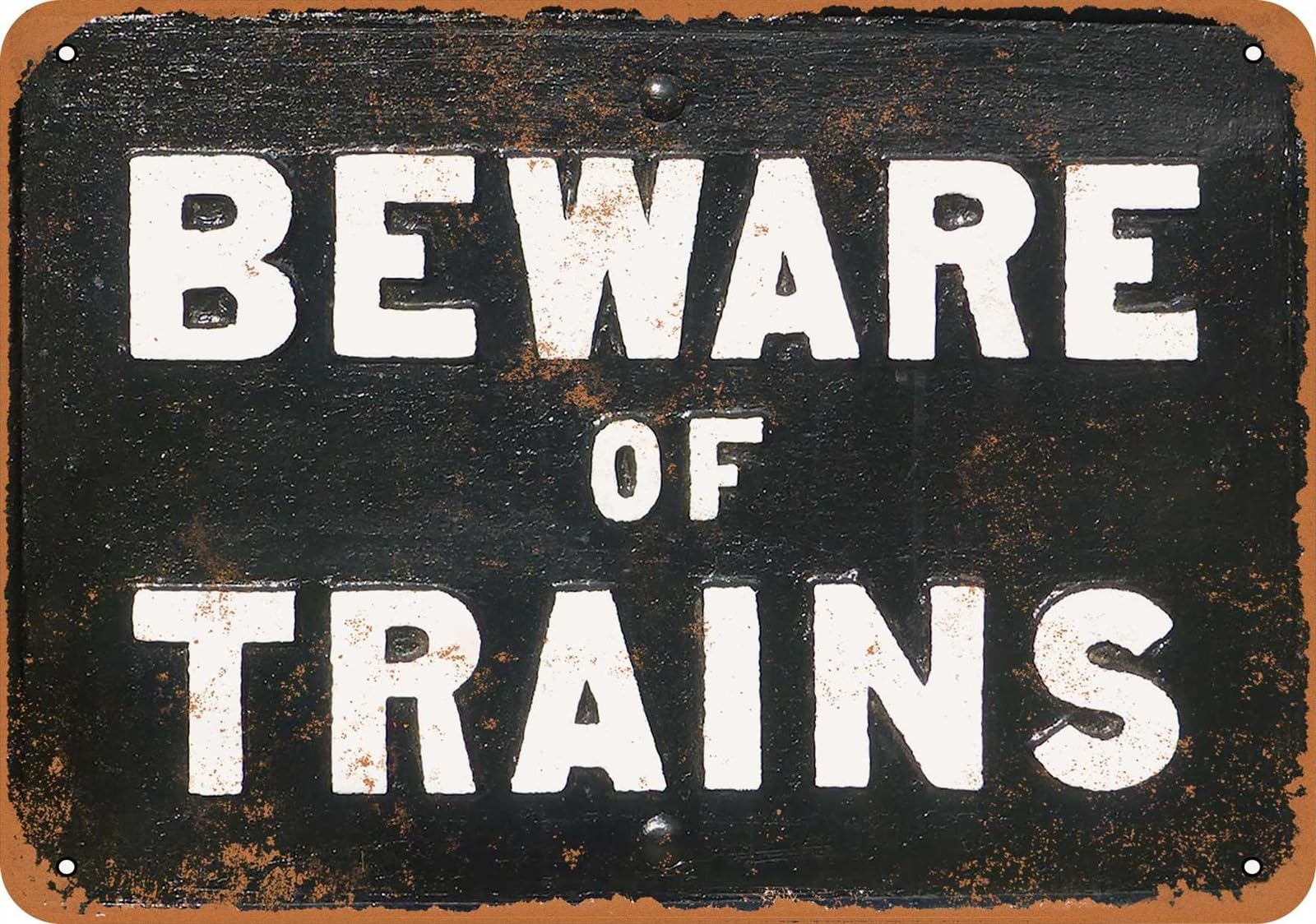 Miaomansenstore Metal Sign - Beware Of Trains - Vintage Look Home Decor