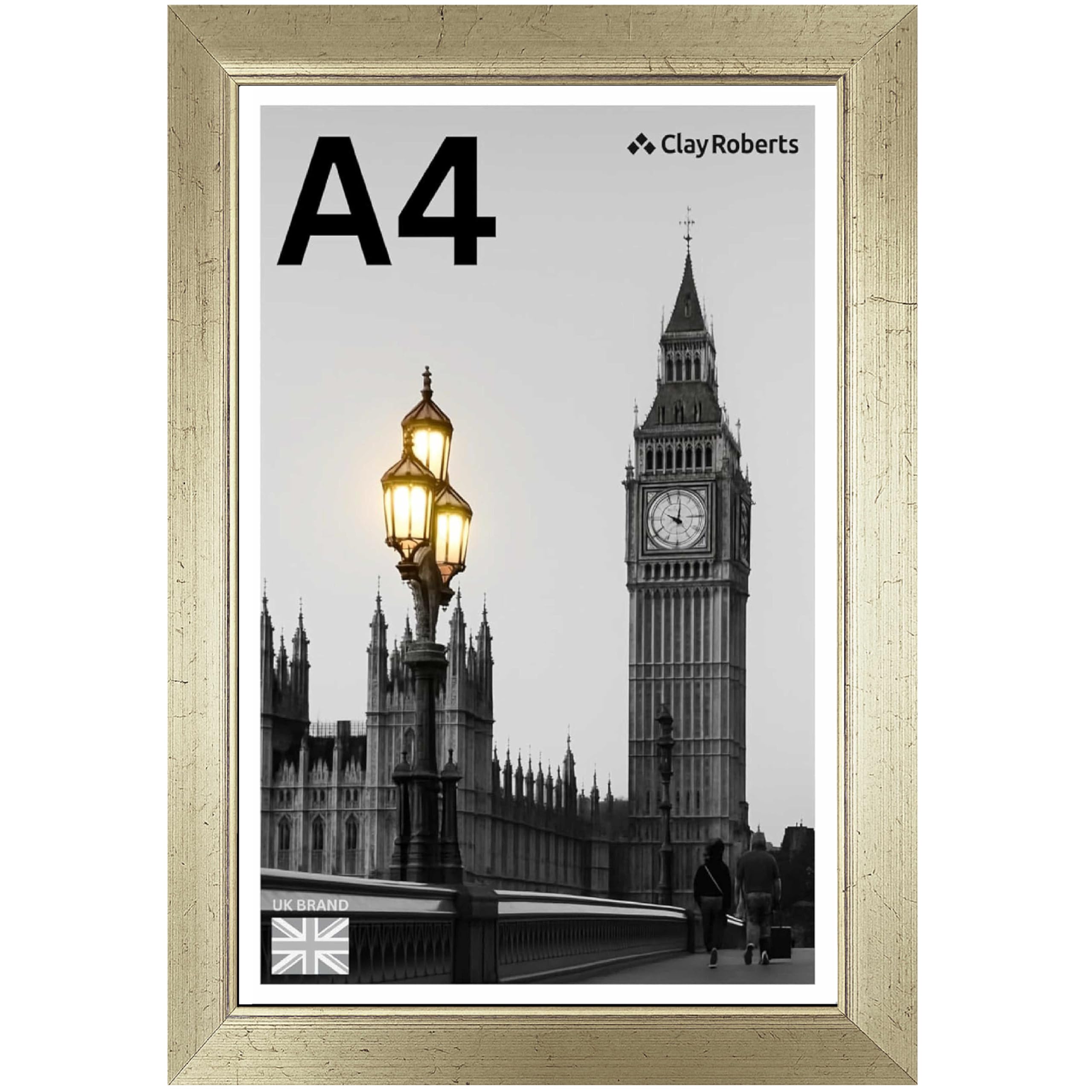 A4 Gold Photo Frame – Modern A4 Frame for Certificates, Pictures & Prints, Wall Hanging (Portrait or Landscape), Document & Poster Frame UK