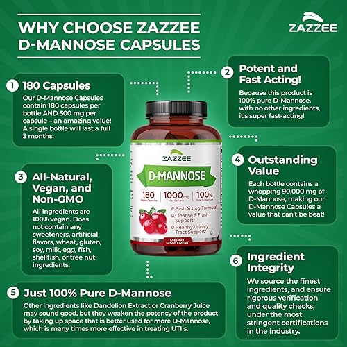 Miniatura 7 de Cápsulas D-Mannose 004 oz por toma 120 cápsulas vegetales superior dosis extra fuerte apoyo natural al tracto urinario vegetarianovegano