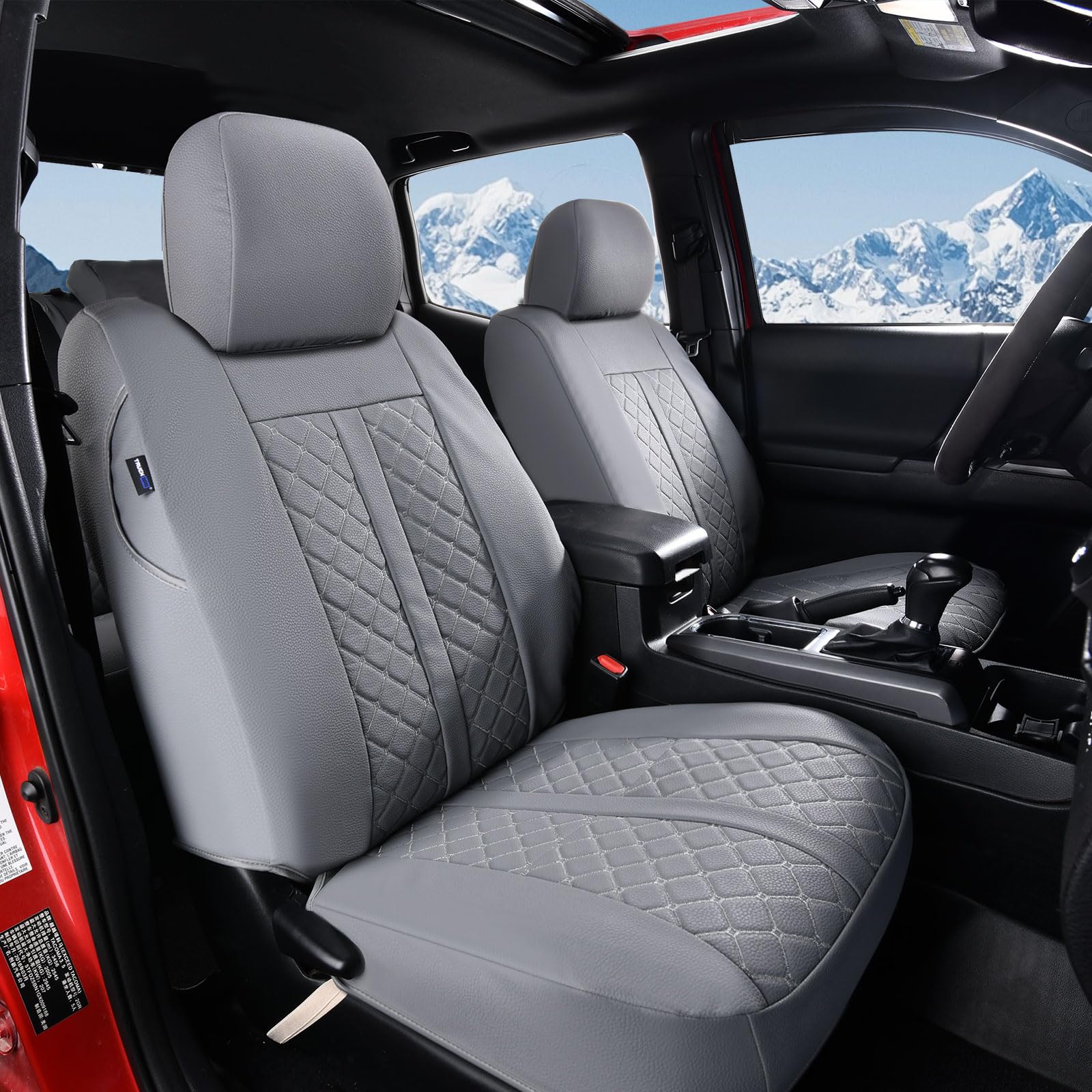 Truckiipa Front Seat Covers for Toyota Tacoma, Waterproof Leather Seat Protectors Truck Seat Covers Fit for 4th Gen 2024-2026 Toyota Tacoma Double Crew Cab, Front Pair, Gray