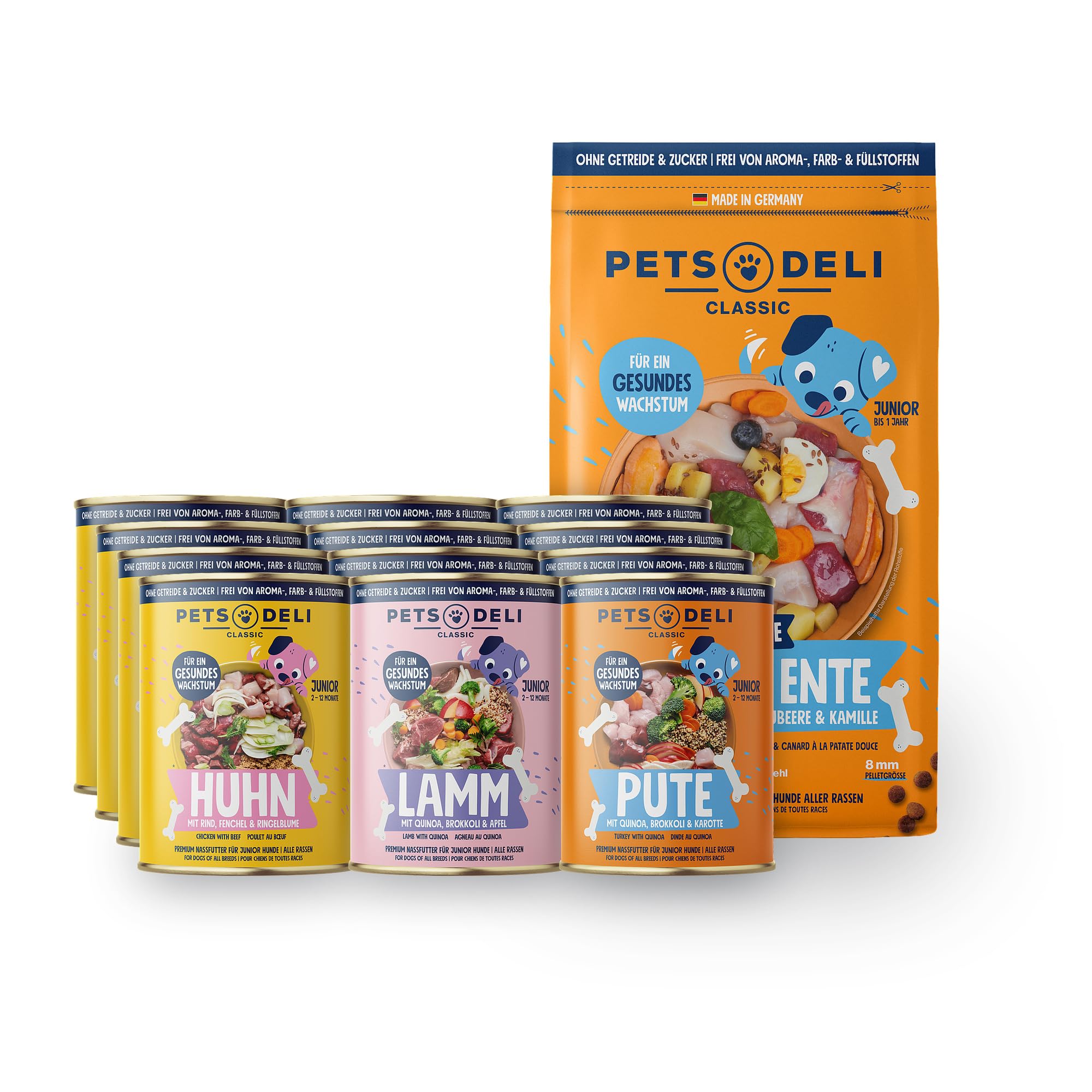 Pets Deli Probierpaket Welpen für Hunde, Junior Nass & Trocken