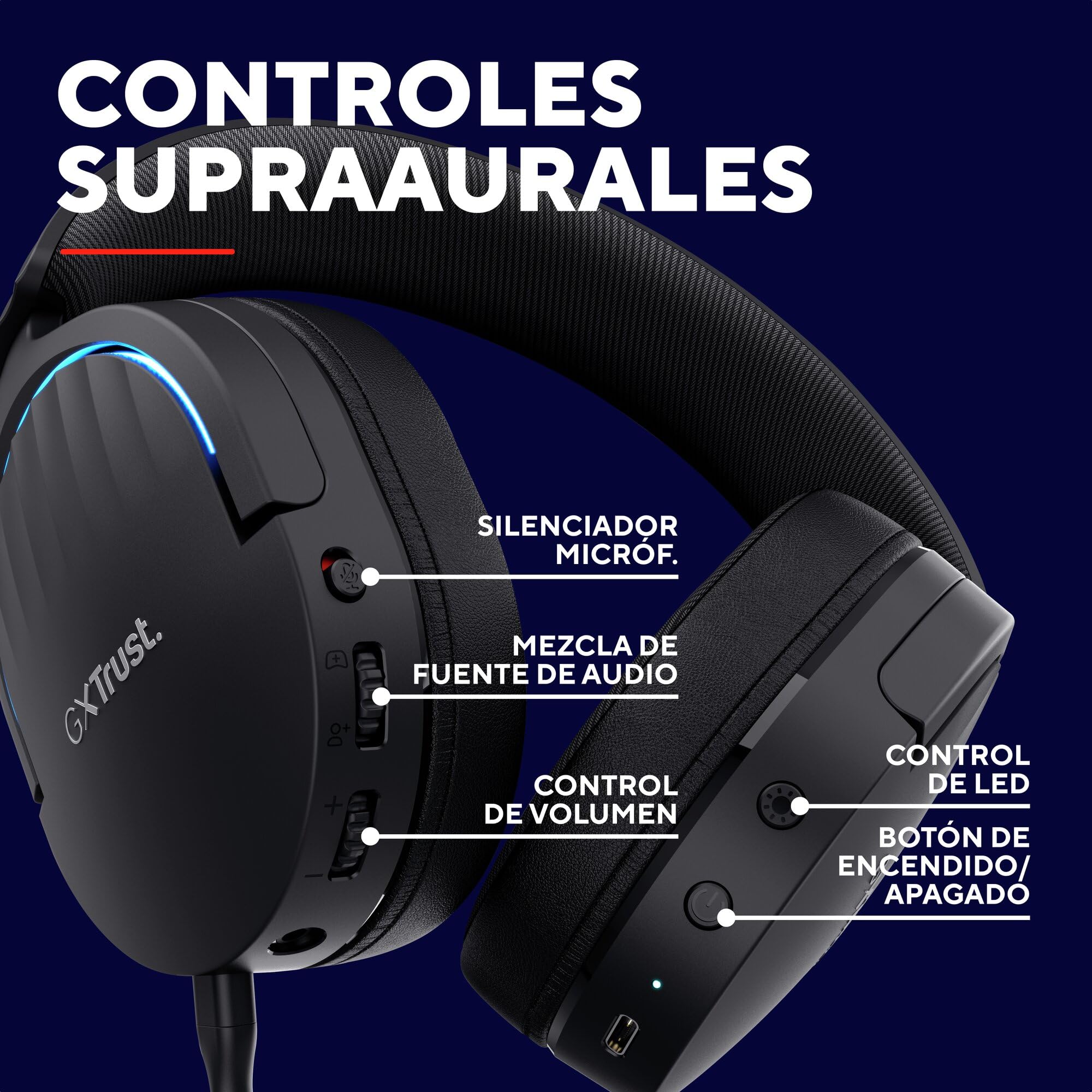 GXTrust 491 Fayzo Cascos Gaming Inalámbricos Bluetooth + 2.4 GHz, 7.1 Sonido Envolvente, Batería de 22 Horas, Auriculares Inalámbricos RGB Over-Ear PC PS5 PS4 Switch - Negro
