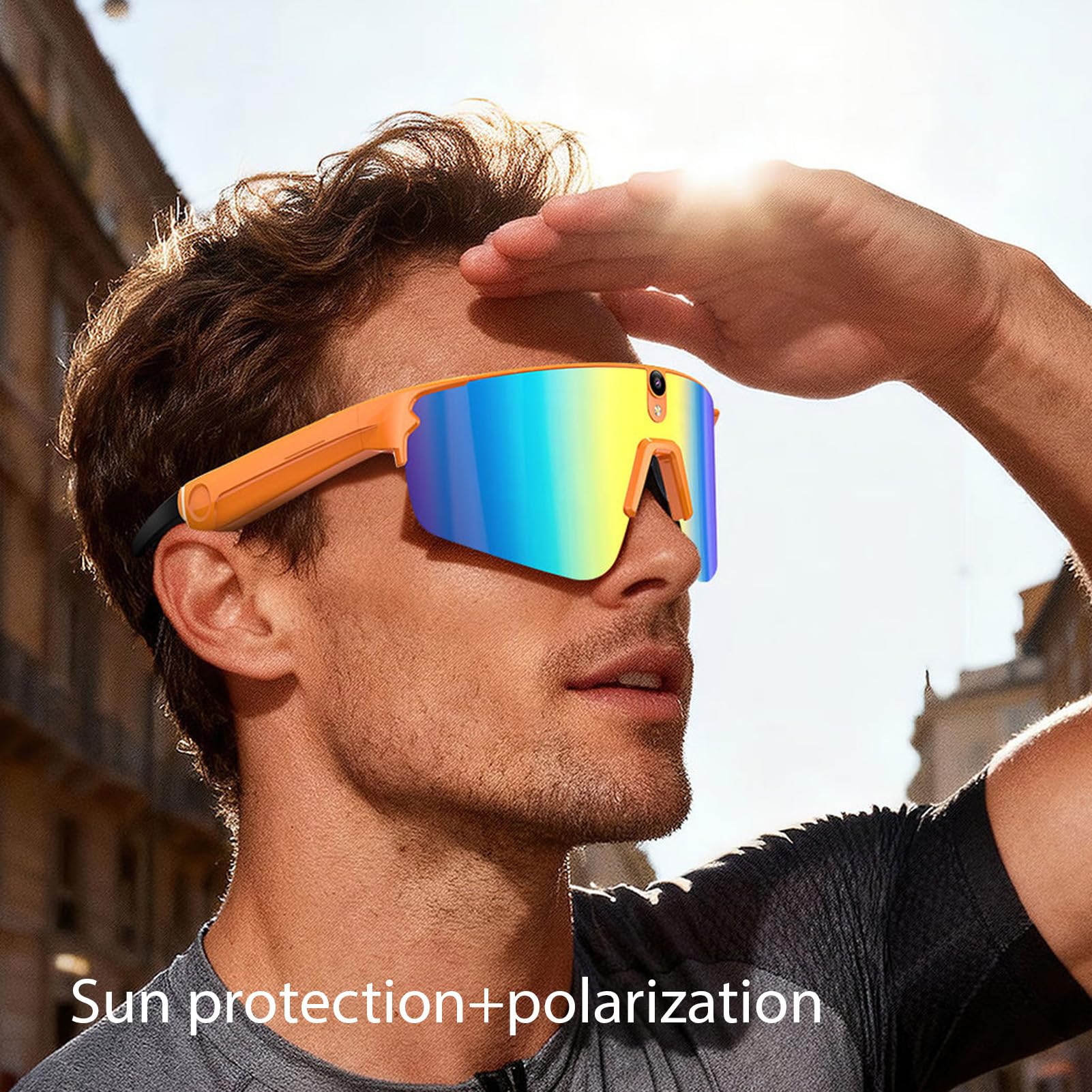Gafas Inteligentes para Ciclismo con IA Resolución 4K, Cámara 8MP (Orange)