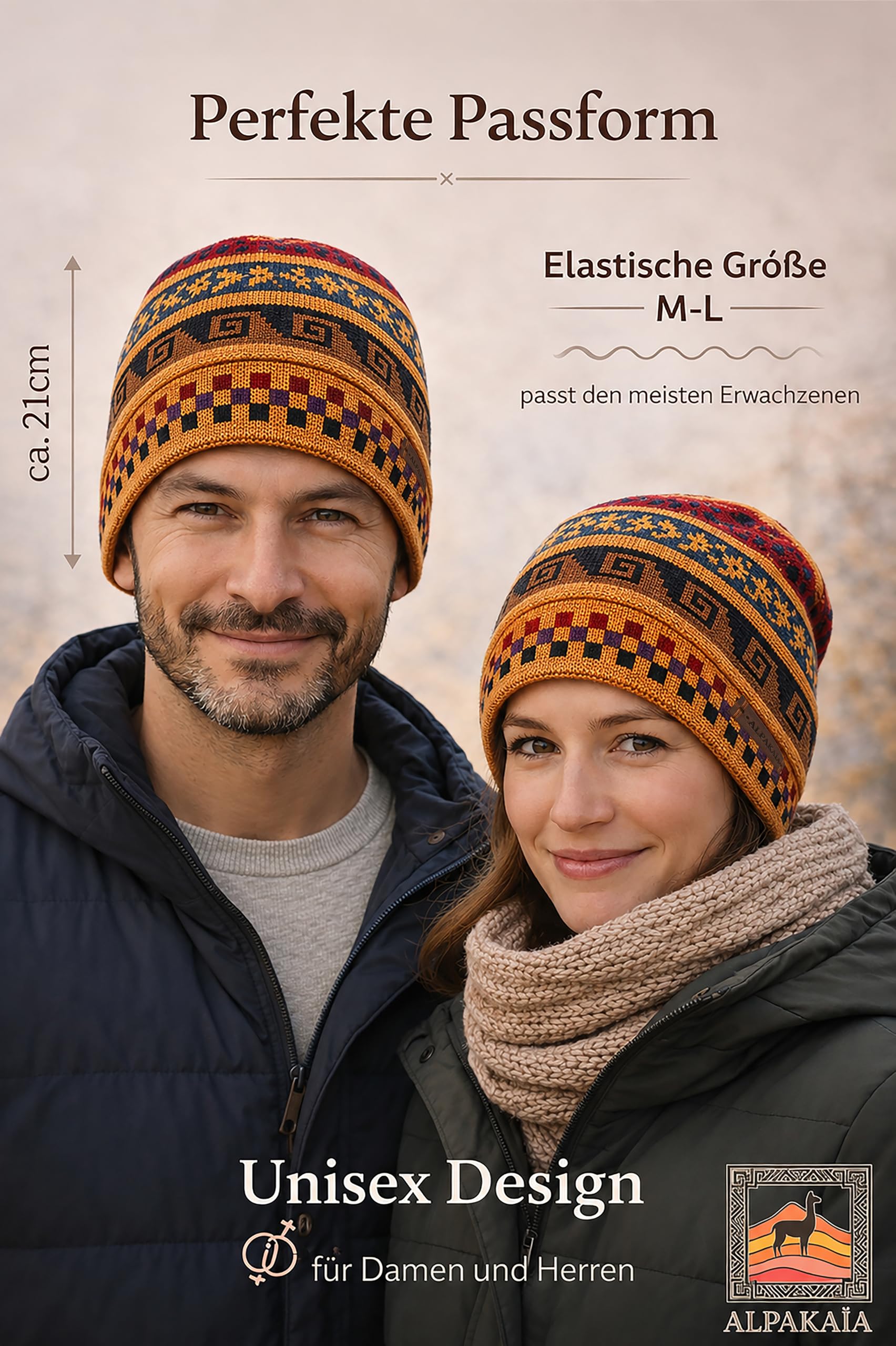 Generisch Alpaka Mütze Damen Herren – 100% Baby Alpaka – Wintermütze