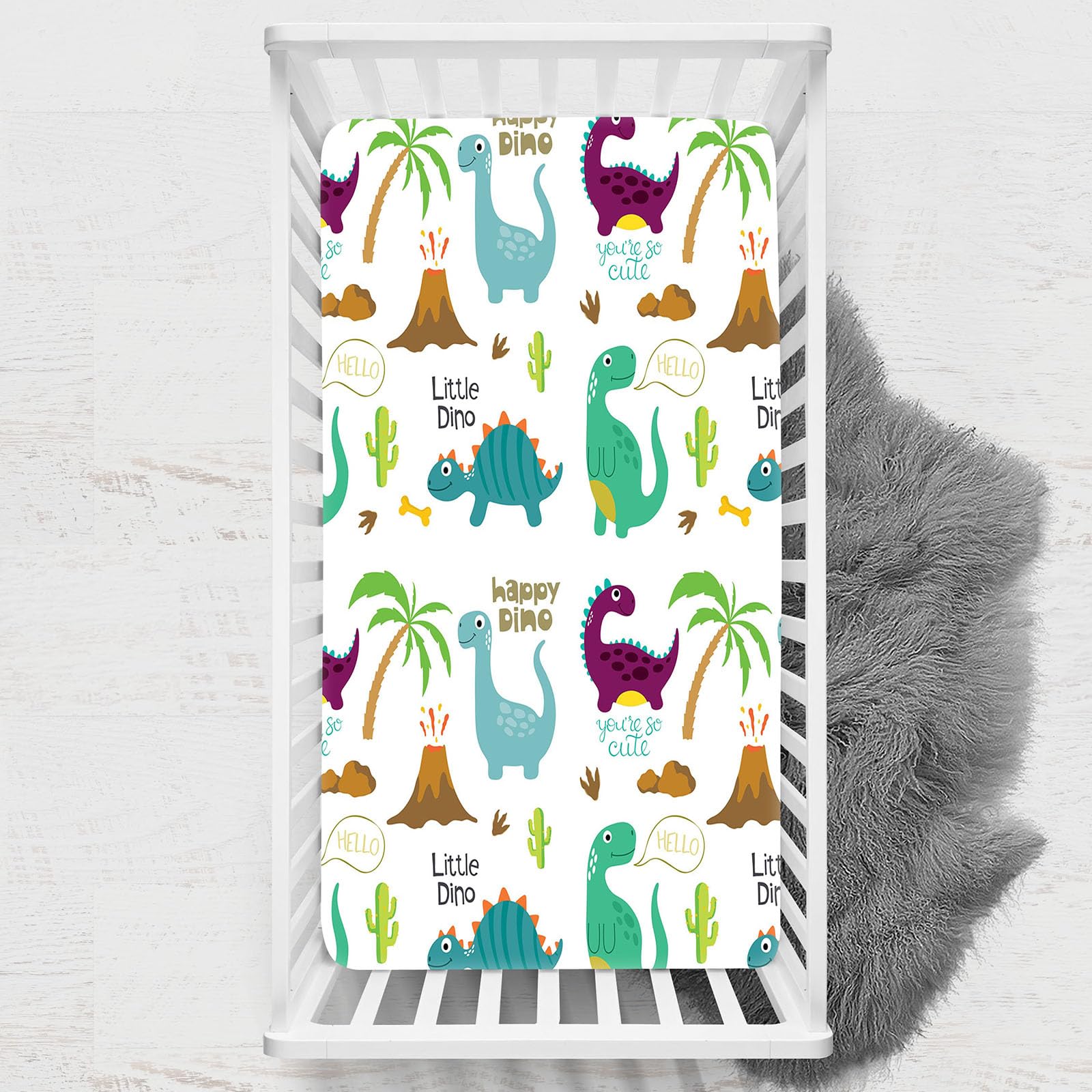 Odot Cot Bed Sheets, Dinosaur Print Bedside Cribs Fitted Sheets, Baby Bed Sheets Microfiber Cot Bed Mattress Protector, Bassinet Sheets, Easy Care Soft and Dureable (Style 7,33x75 cm)