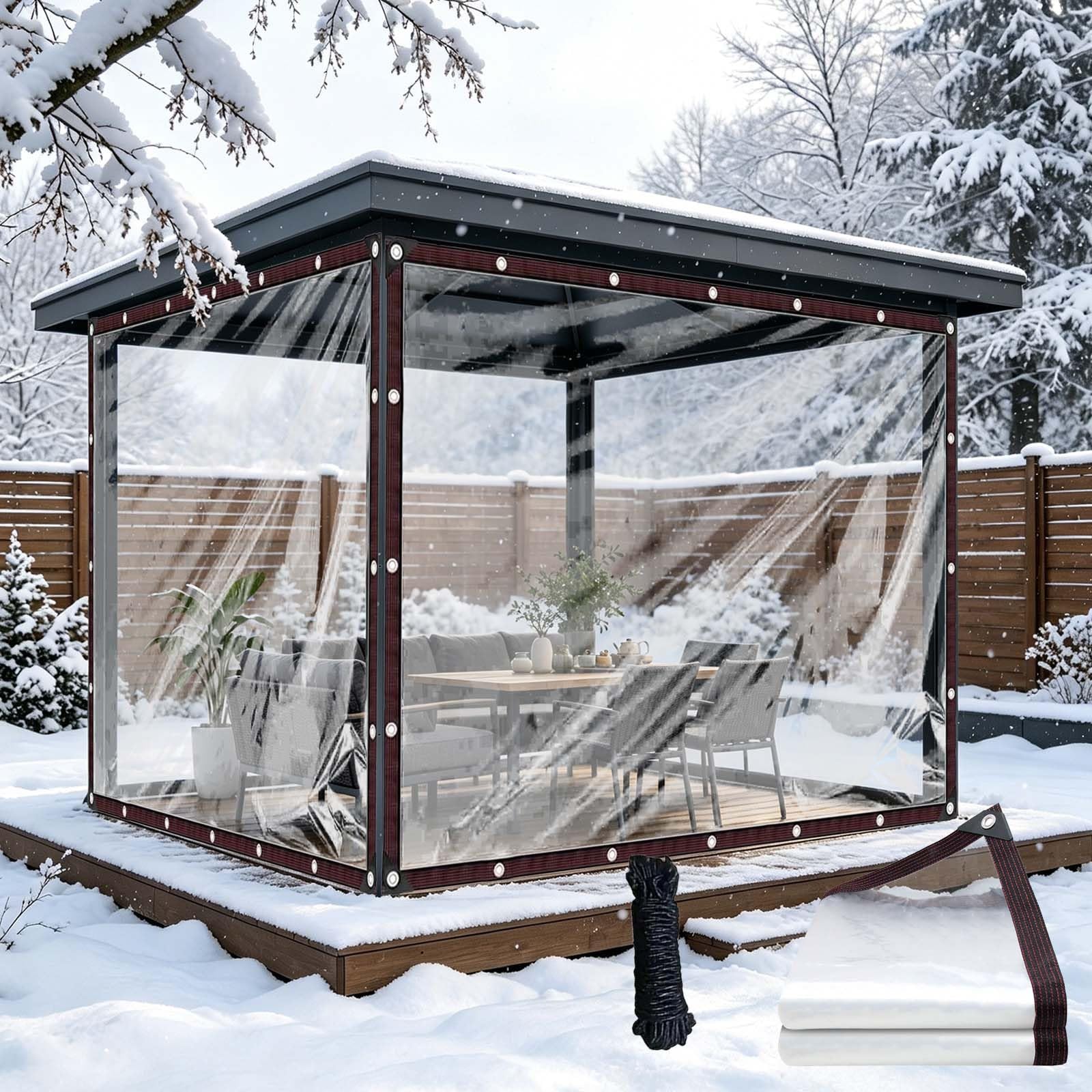 Lona transparente impermeable contra el desgarro para cubrir piscinas rectangulares