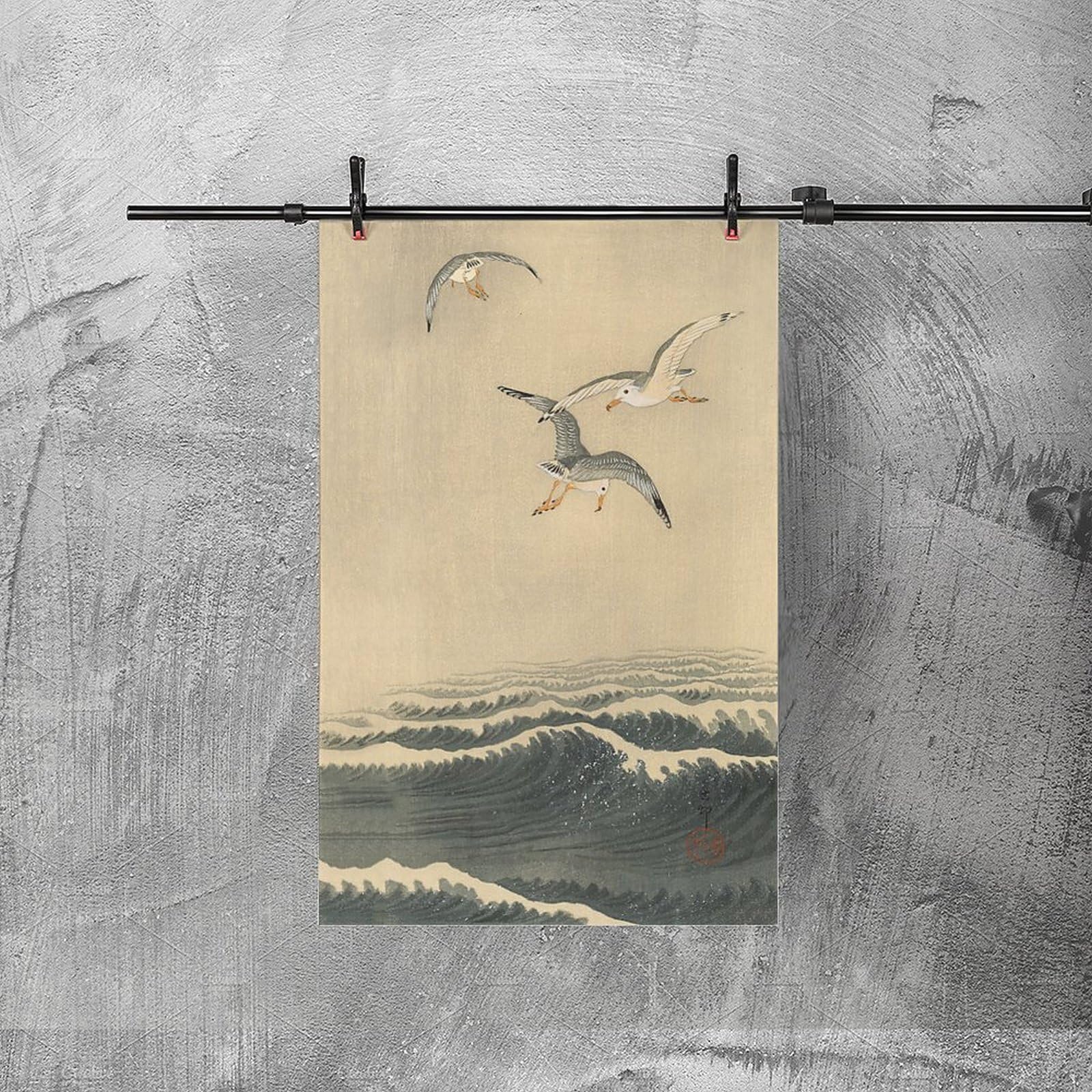 Amazon.co.jp: 有名画家小原古邨の絵画を完全収録。『カモメ』。原画の