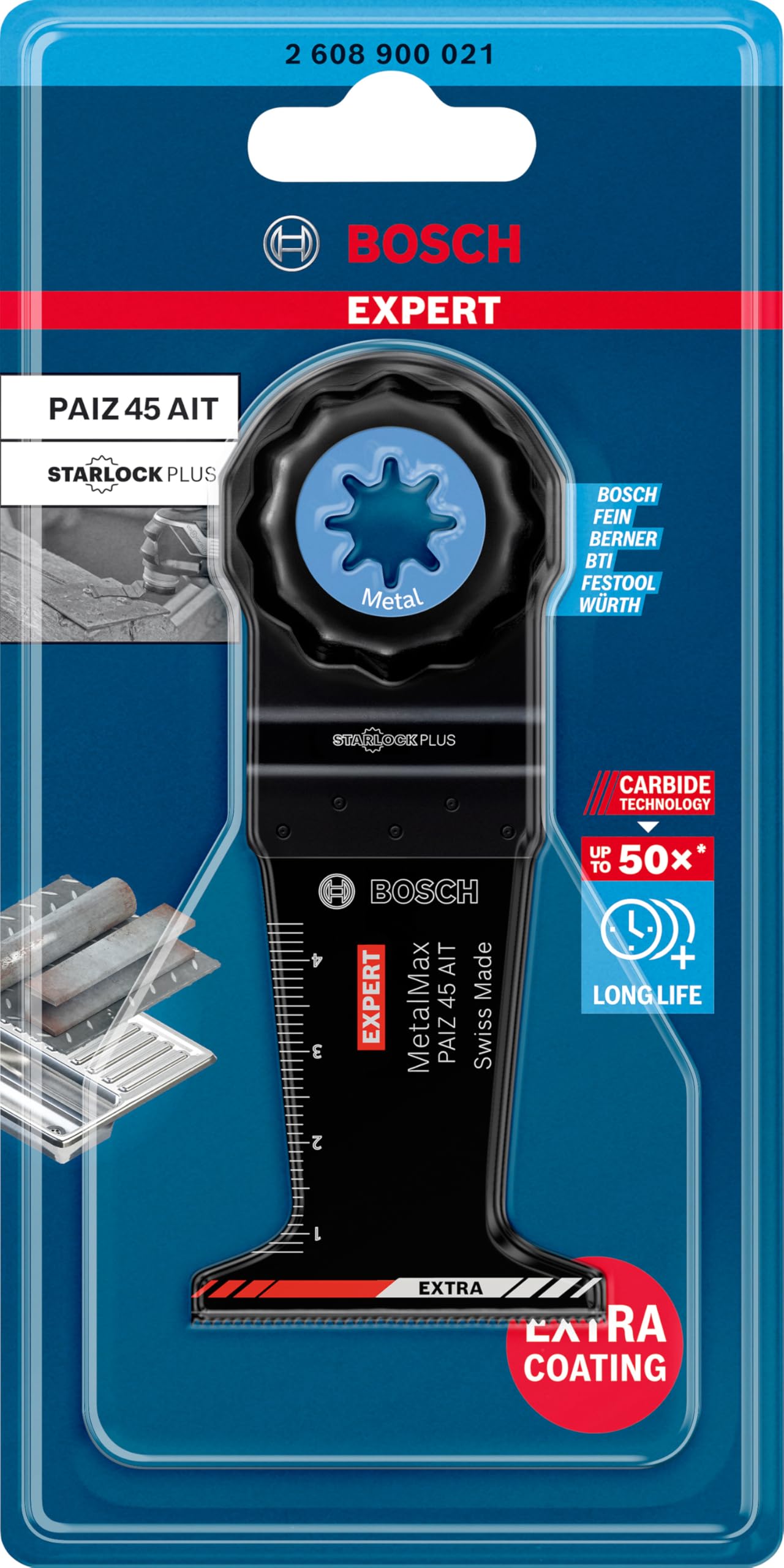 Bosch Professional 1x Lame per Utensili Multifunzione Expert MetalMax PAIZ 45 AIT per Acciaio, Acciaio Inossidabile, Larghezza 45 mm, Accessorio Utensile Multifunzione