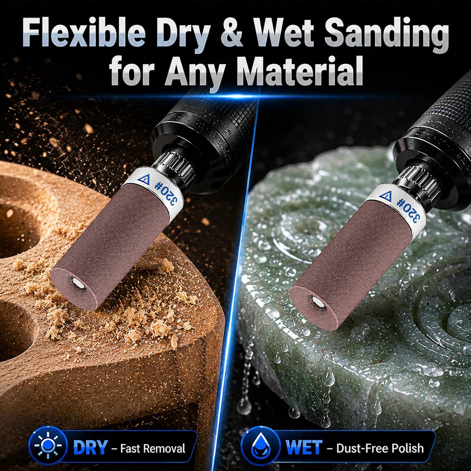 30Pcs Sanding Drums for Dremel Rotary Tool with 1/8" Shank, Sanding Sticks for Plastic Wood Metal Grinding Polishing, 180/240/320/400/600/1000/1500/2000/3000 Grits