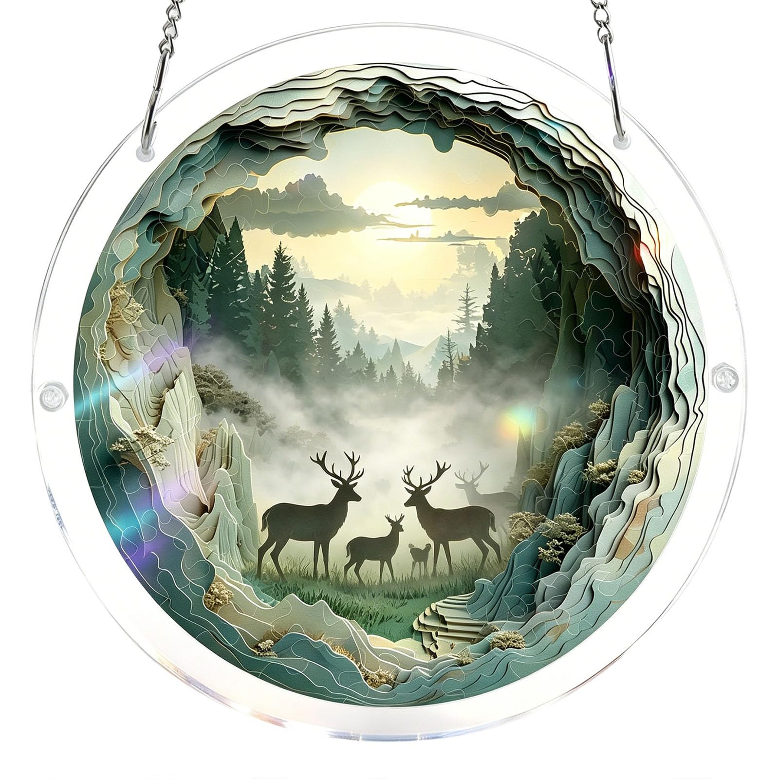 Acrylic Jigsaw Puzzle Suncatcher,Acrylic Puzzle Suncatcher,for Doors Garden and Window Hanging&Birthday Mom Women Adults Gift-19 CM,A — view 20