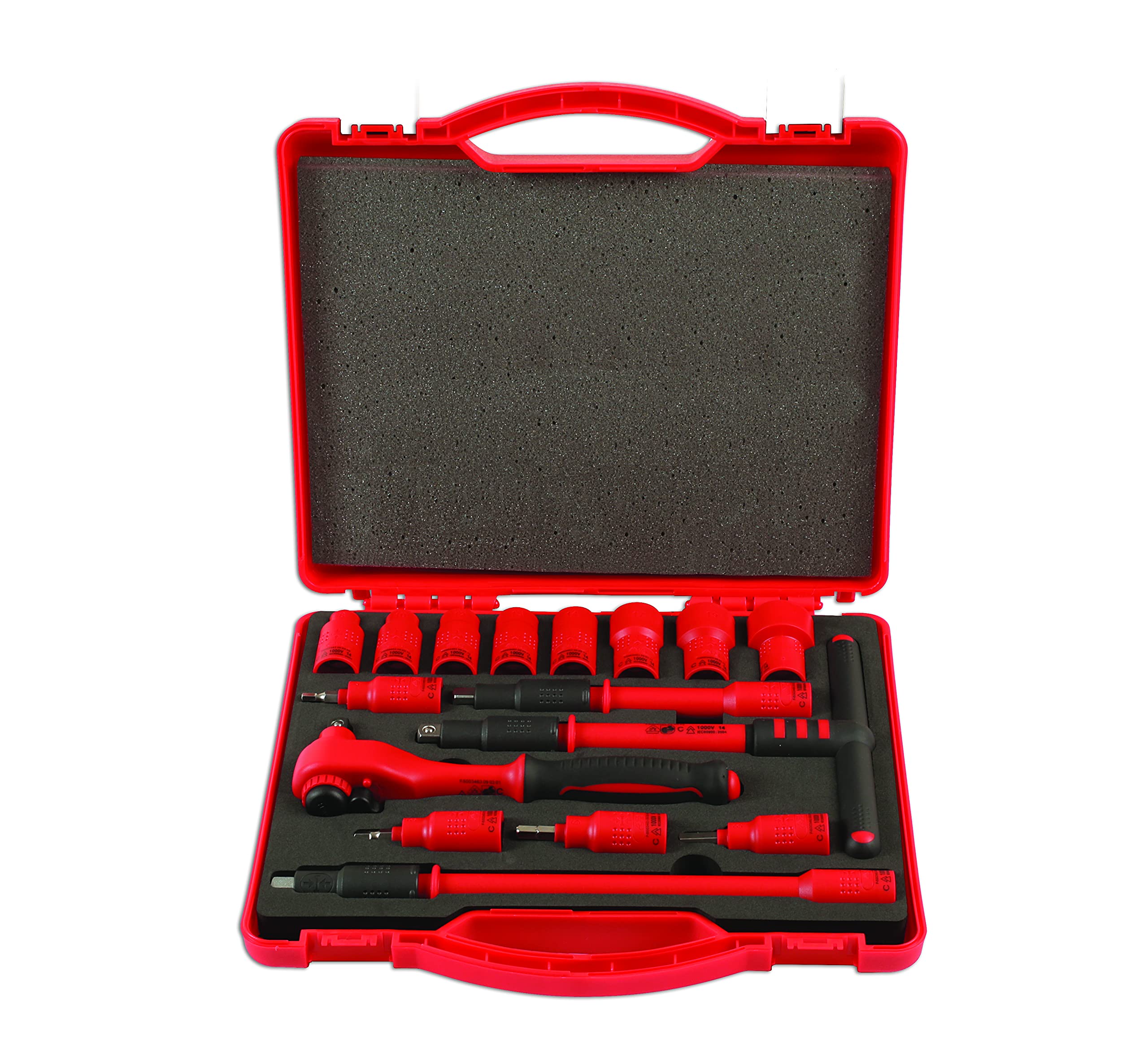 Laser 6148 Insulated Socket Set 3/8"D 16pc, Red