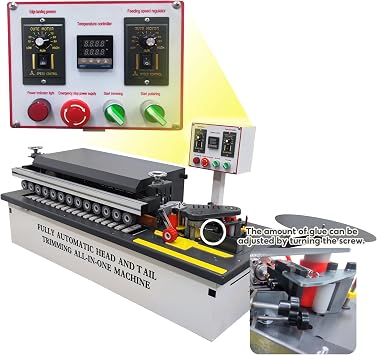 TECHTONGDA Woodworking Edge Bander Automatic Edge Banding Machine for Straight and Curved Edges, Automatic Trimming, Glue Line Cleaning Adjustable Speed 0-6m/min