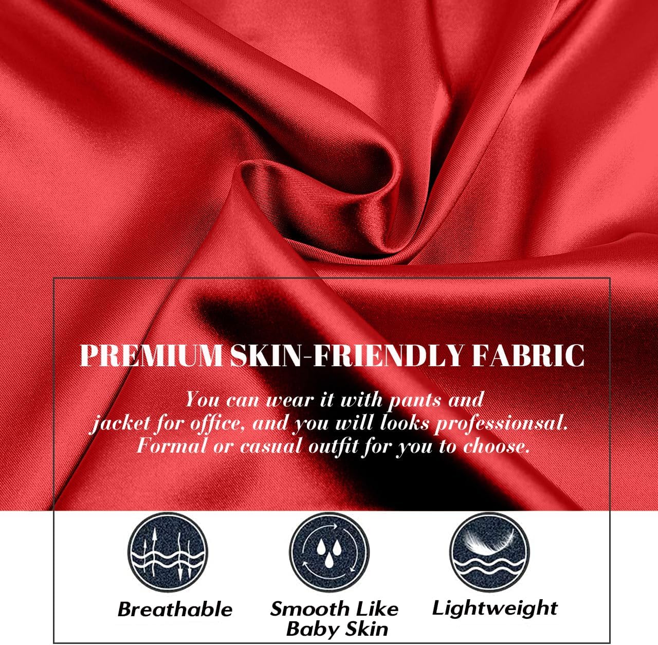 Pausus Satin Button Down Shirts for Women Long Sleeve Slim Fit Office Blouses Casual Business Silk Tops with Pocket S-XXL - Image 5