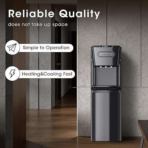 Miniatura 5 de Dispensador de enfriador de agua de carga inferior para botellas de 3 o 5 galones, dispensador de agua con boquillas calientes, habitación y frío