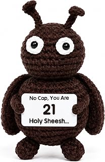 Funny 21st Birthday Gifts for Women Men - No Cap Holy Sheesh Crochet Dung Beetle Desk Decor - Unique 21st Present for Her Him Daughter Son Sister Friend