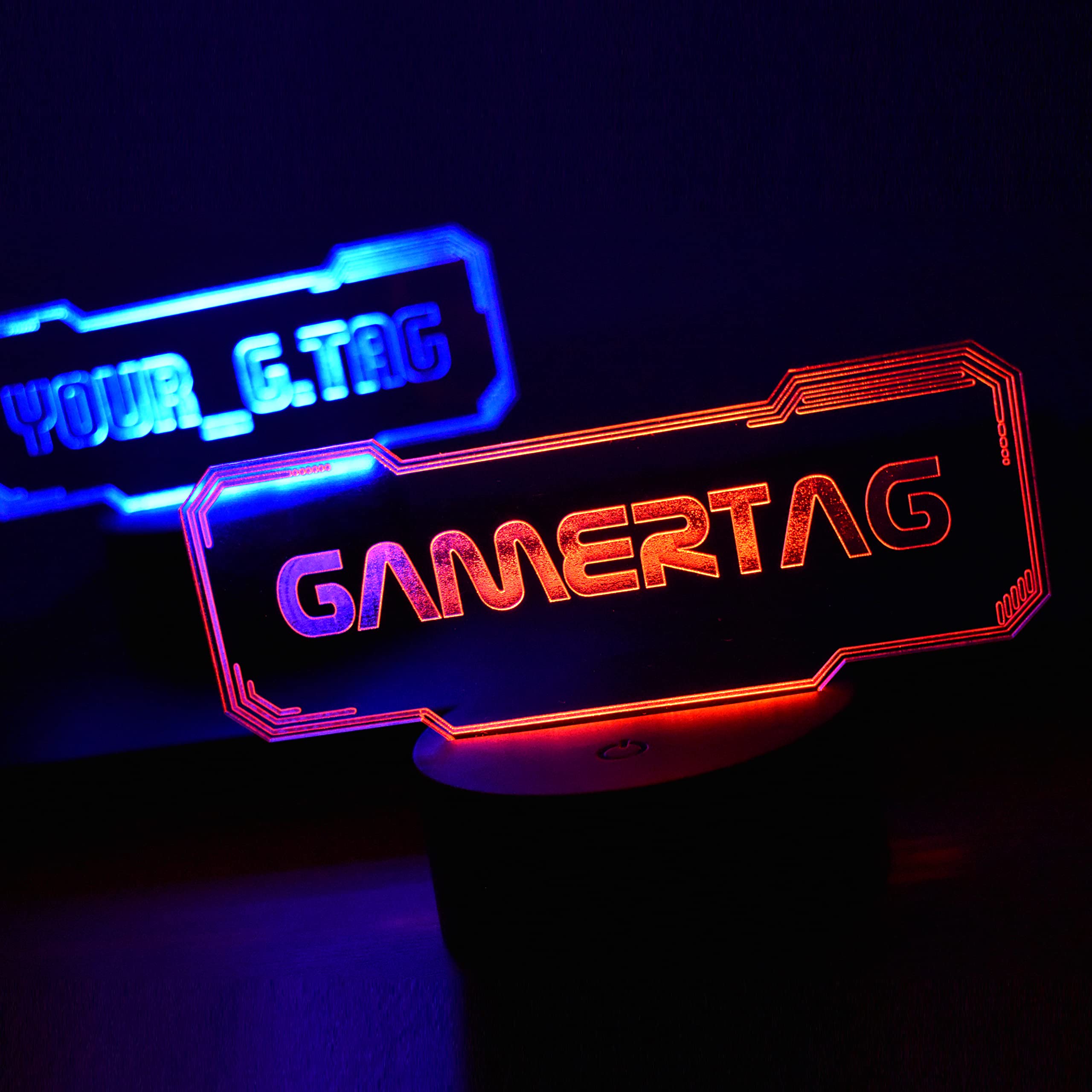 Gamertag Light, Personalised Gamer Streaming Lamp, Gaming Accessory, with 16 Colour LED Light Base, Remote + USB Lead