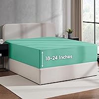 Vista 28 de Nestl Sábana Bajera Ajustable de Bolsillo Extra Profundo Verde Oscuro Solo para Cama King, Sábanas Bajeras de Lujo Hotelero Tamaño King que se