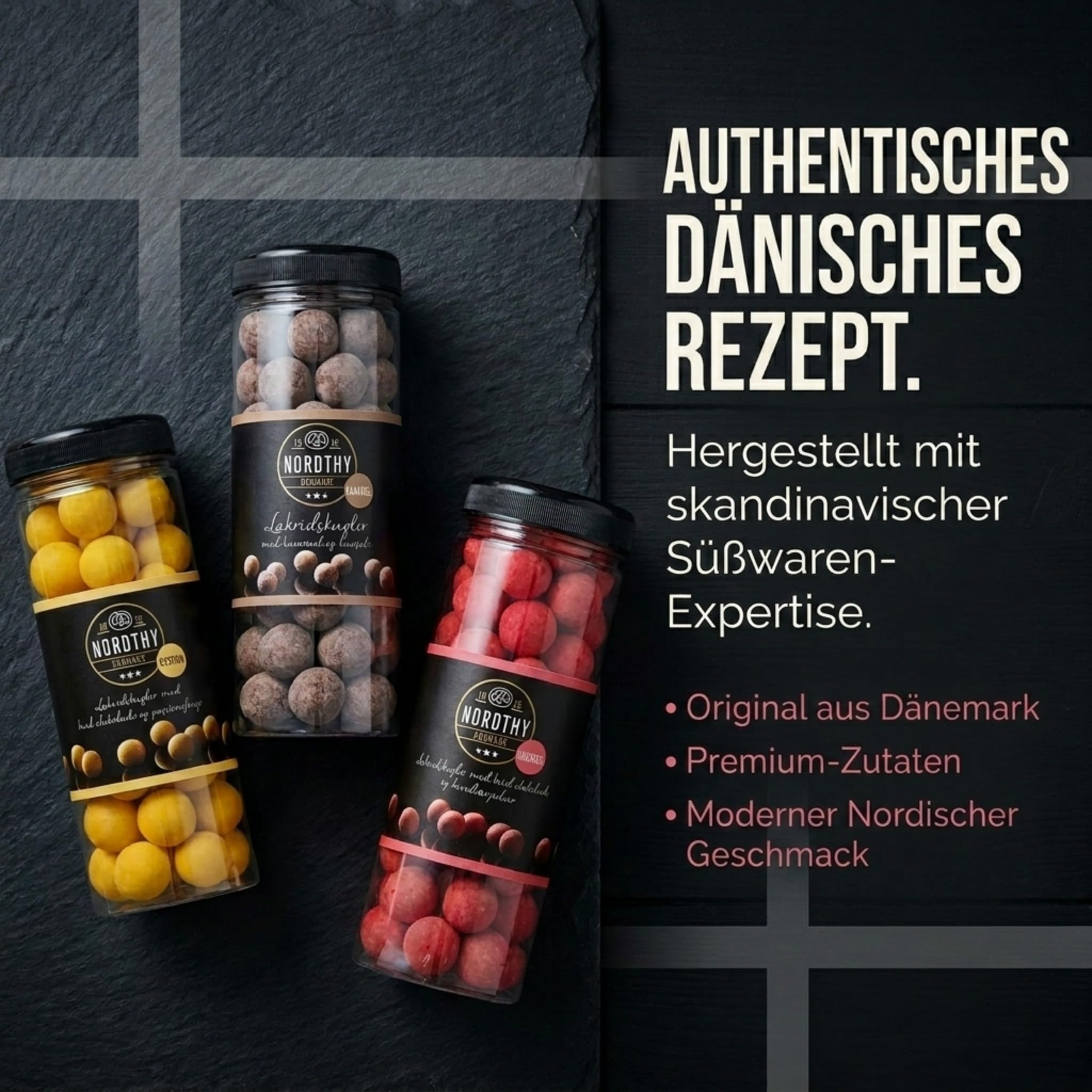 Nordthy Lakritzkugel Geschenkset 3x300g – Gourmet Lakritz in den Sorten Passionsfrucht, Himbeere & Salzkaramell