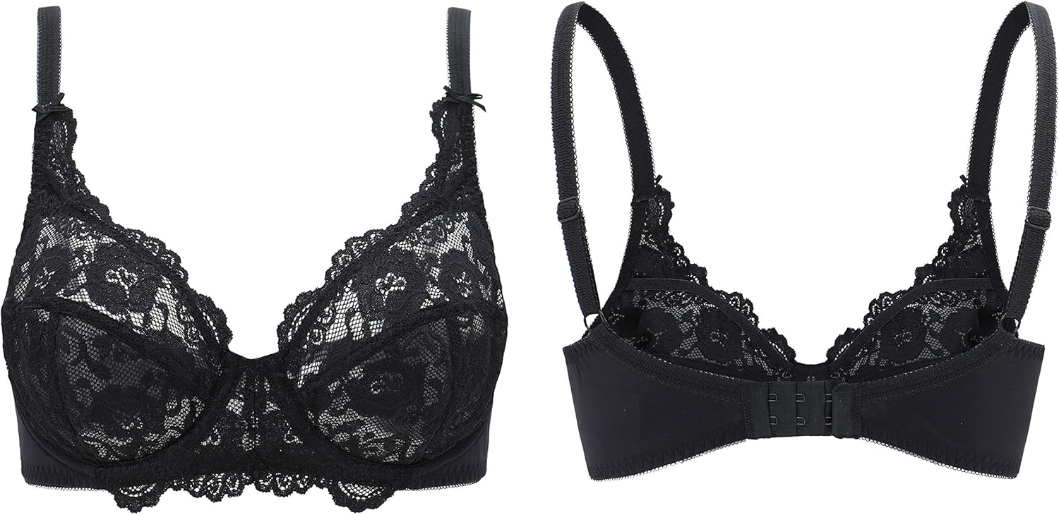 Women's Lace Underwire Unlined Full Coverage Bra - Microfiber - Image 2