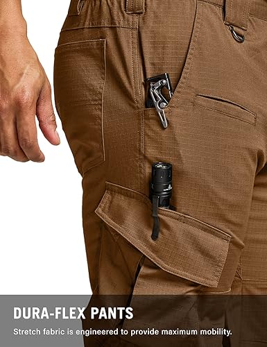 Miniatura 6 de CQR Pantalones tácticos Flex Ripstop para hombre, pantalones cargo elásticos resistentes al agua, pantalones de trabajo ligeros EDC para senderismo,