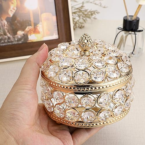 Miniatura 4 de Hipiwe Joyero con espejo de cristal, organizador de joyas, caja del tesoro, decoración del hogar, anillos, aretes, collar, soporte