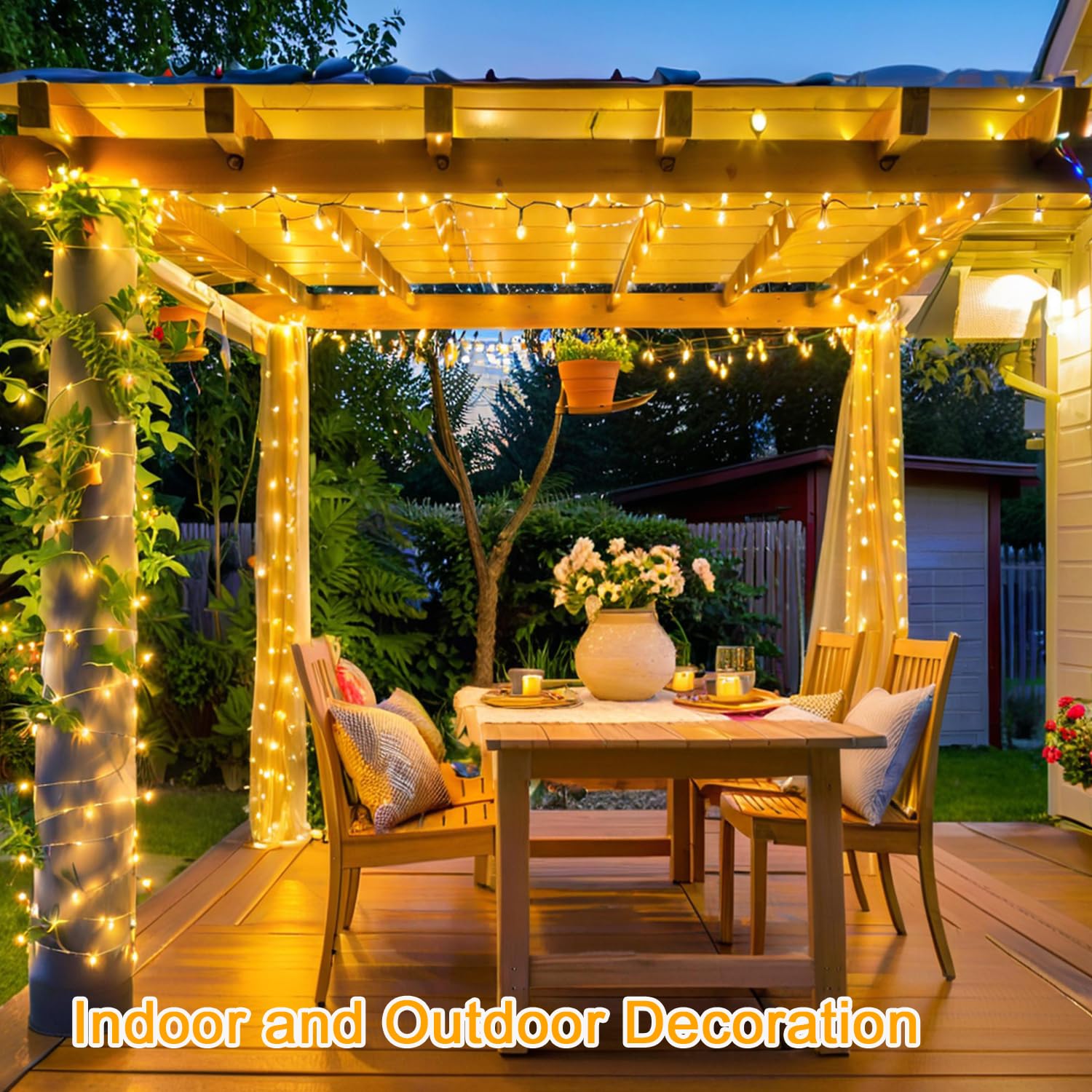 Lichterkette Außen,80m 800 LED Lichterkette Warmweiß mit Fernbedienung,8 Modi IP44 Wasserdicht Timer Merkfunktion,Weihnachtsbeleuchtung für Außen Innen Party Weihnachten Garten Baum