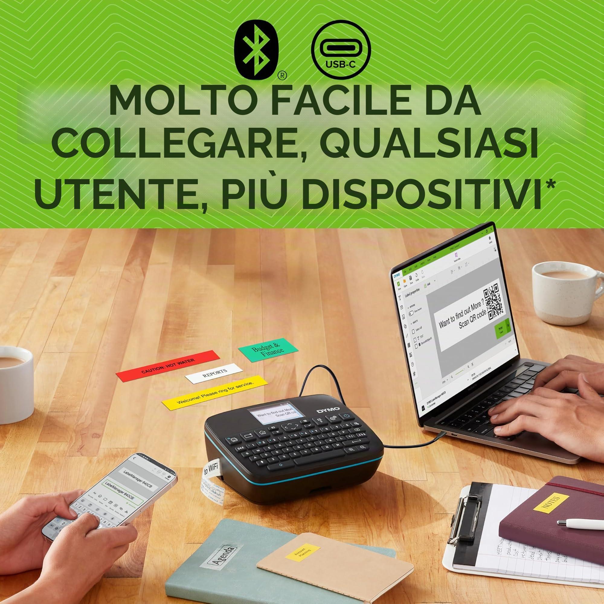DYMO LabelManager Executive 640 CB - Stampante per etichette con valigetta e 3 cassette D1