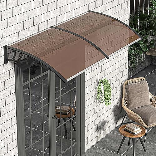 Miniatura 9 de Simply-Me Toldo de policarbonato para ventana de puerta, de 40 x 80 pulgadas, para puerta delantera, toldo para patio al aire libre, protección UV,