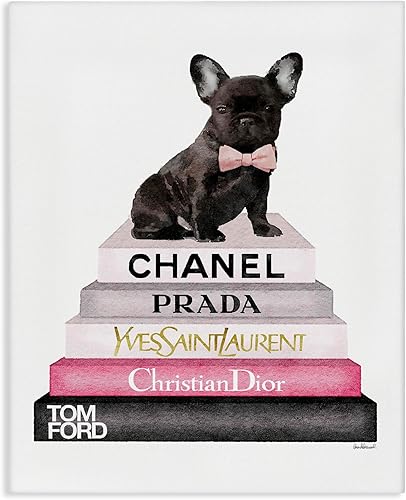 The Stupell Home Decor Collection - Lienzo estirado de bulldog francés de moda 16 x 20 pulgadas multicolor