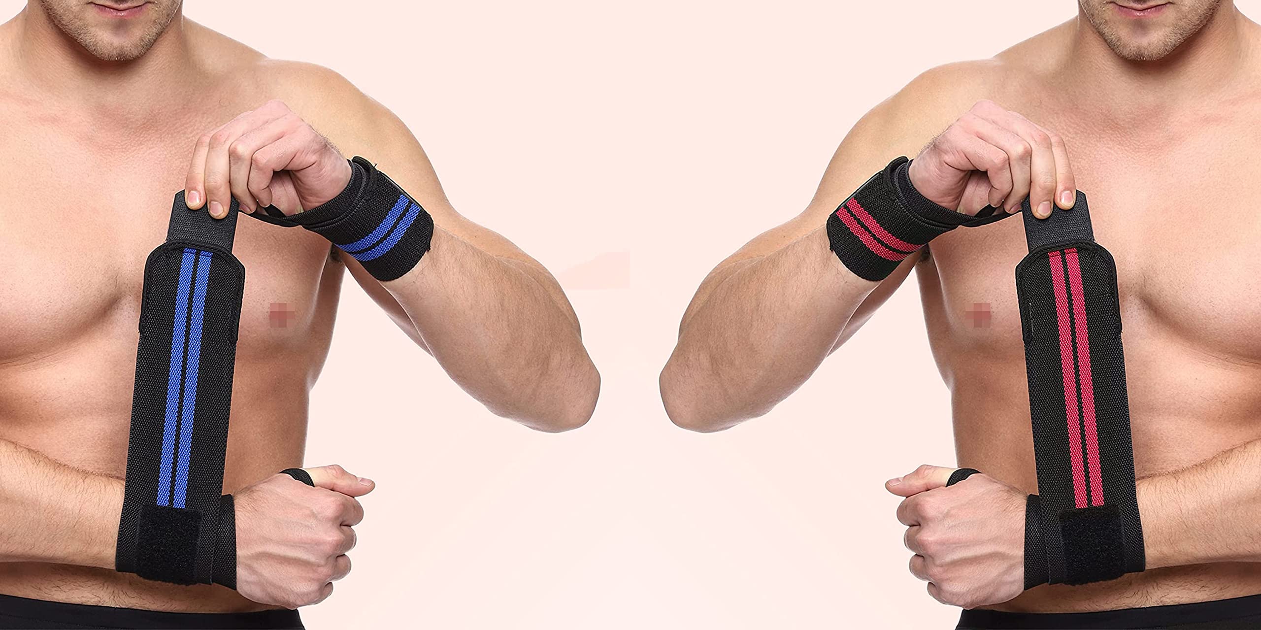 Sports Adjustable Wrist Band for Men Gym & Women with Thumb Loop Straps Wrist Band for Men & Women, Wrist Supporter for Gym Hand Grip & Wrist Support.(Pack of 2 Pair Set)(RED Blue)-picture-27