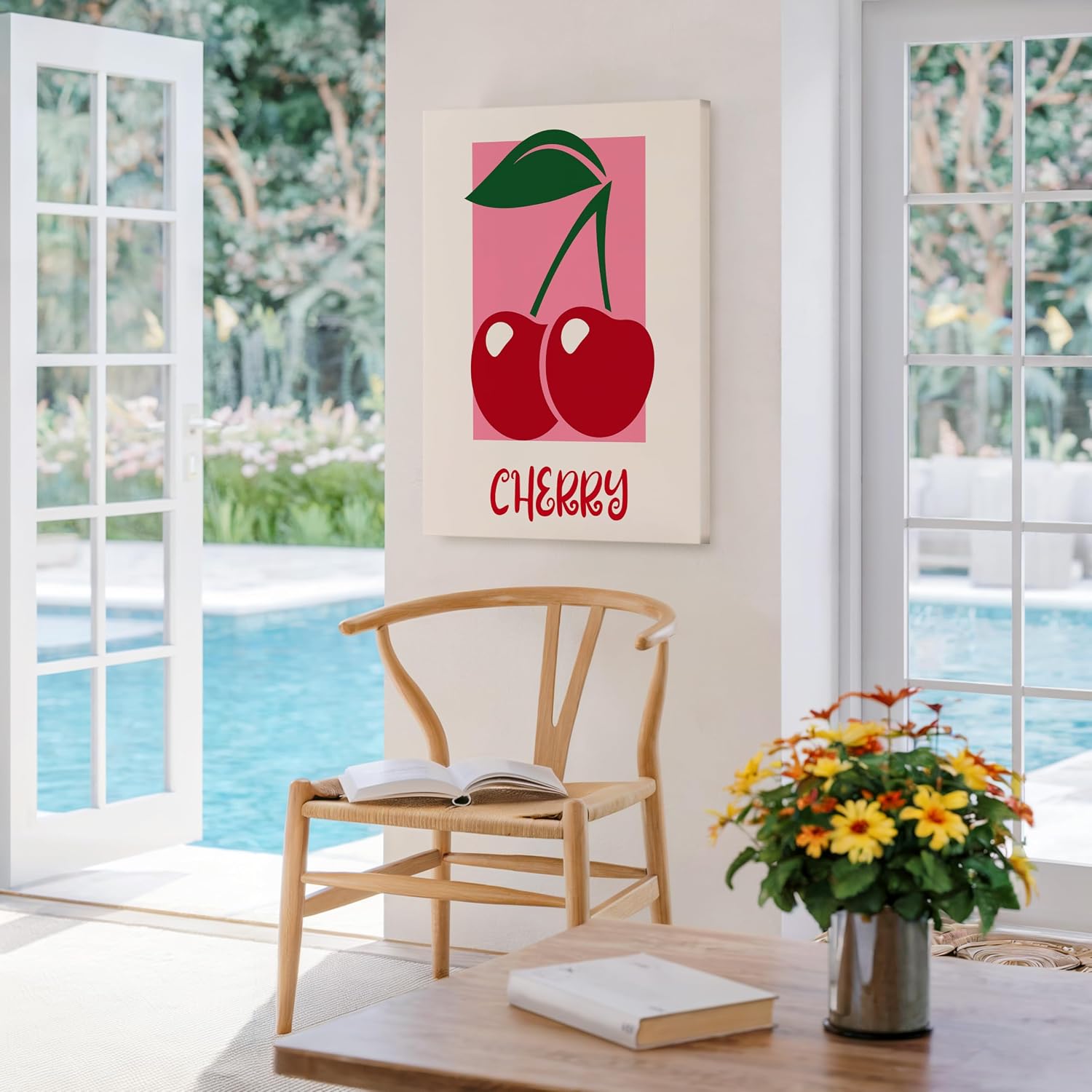 Poster Master Cherry Canvas - Red Cherries Print - Food & Drink Art - Housewarming Gift for Baker, Pastry Chef - Perfect Wall Decor for Kitchen, Restaurant, Bakery - 8x10 STRETCHED Canvas