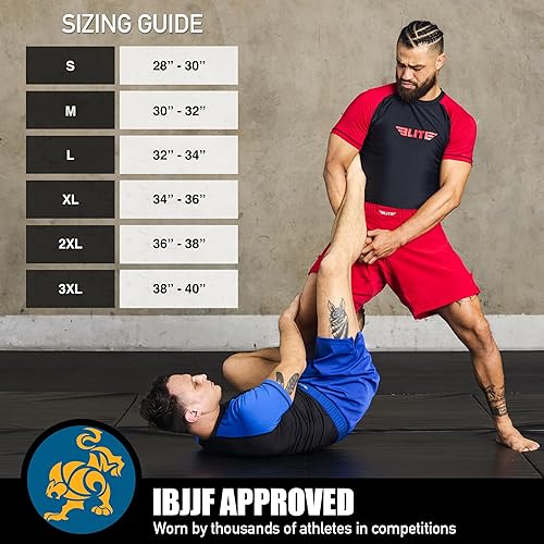 Vista 11 de Elite Sports - Shorts de combate para hombre, color negro, para combates MMA, BJJ, Jiu Jitsu